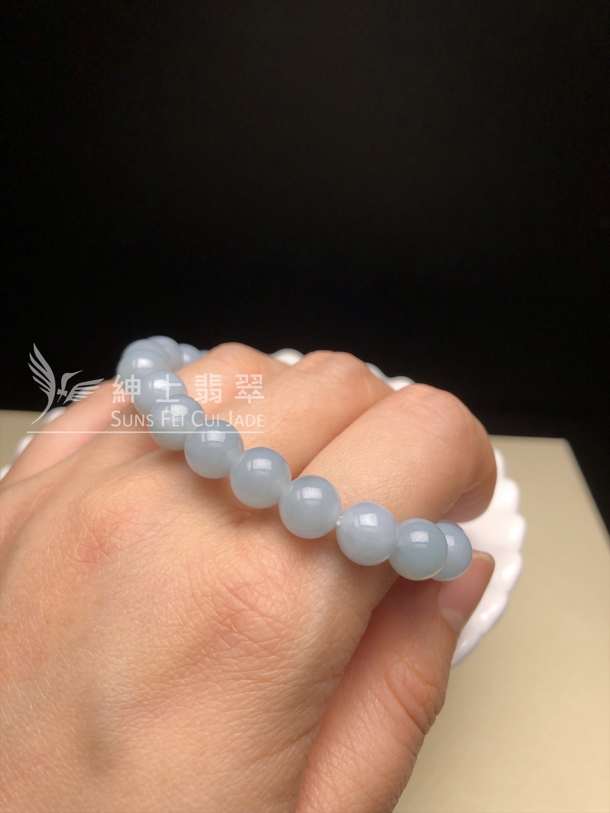 天藍翡翠圓珠手串8mm CA00507