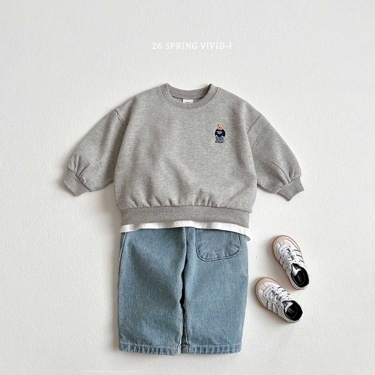 🌸預訂 韓國直送🌸🇰🇷VIVIDI四色標誌性小熊刺繡長袖上下套裝