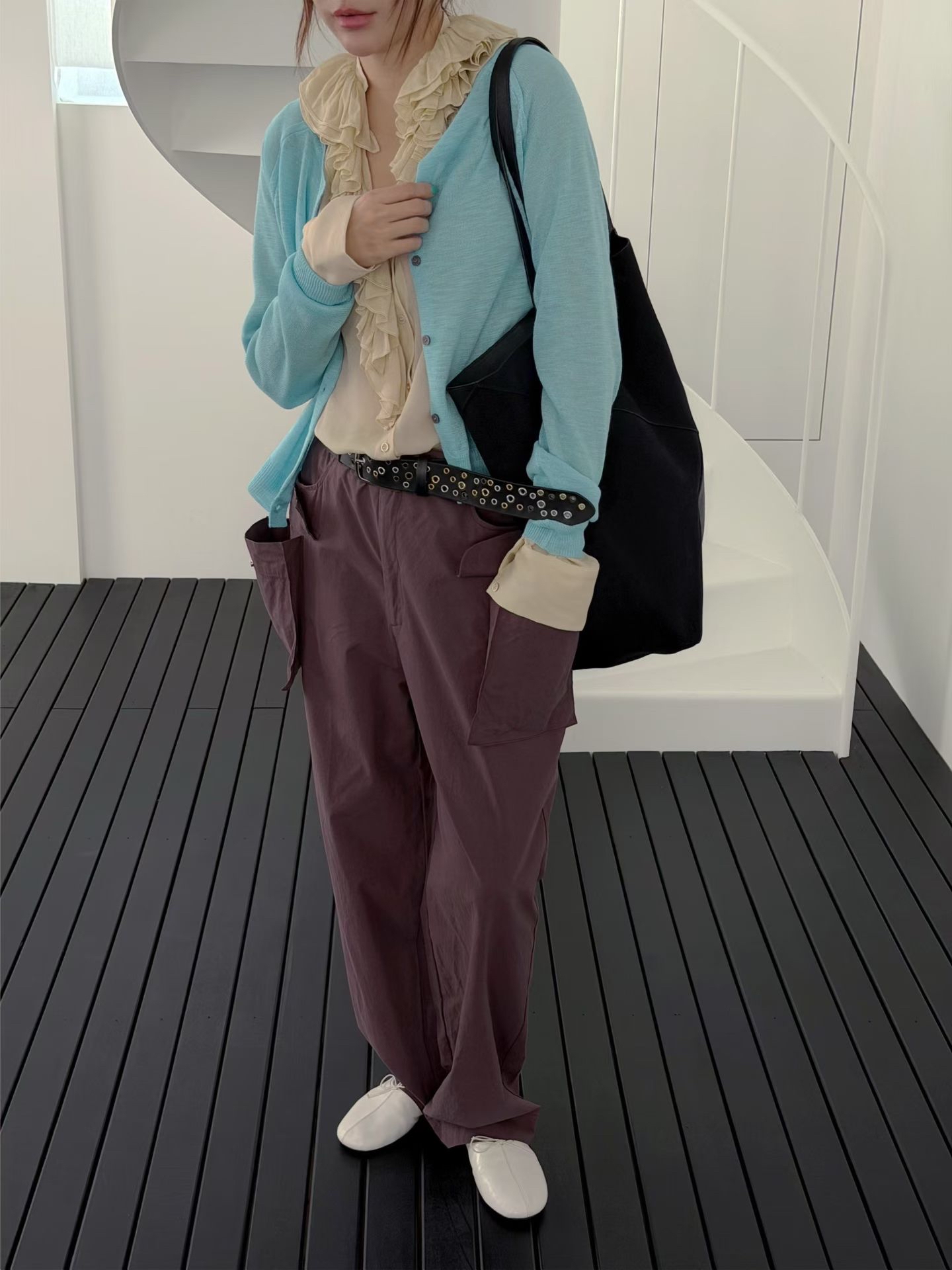 Sky blue knit cardigan 