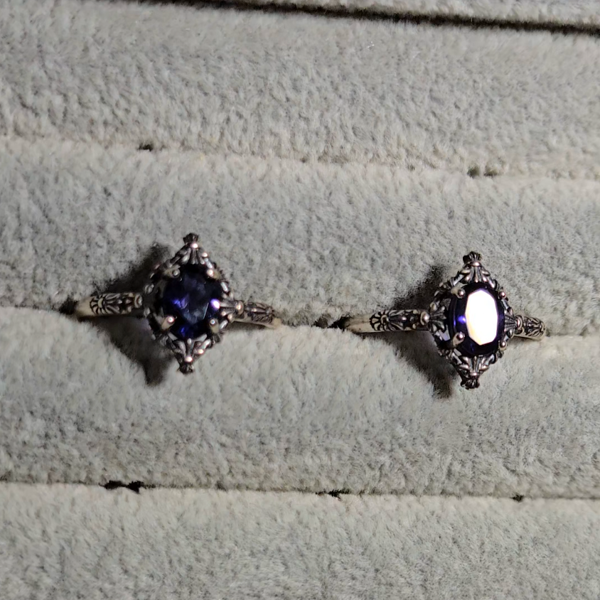 Iolite rings in adjustable sterling silver - JW35