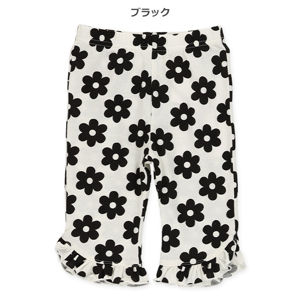 🇯🇵預訂 日本直送🇯🇵黑色花卉滿印荷葉邊半截打底褲