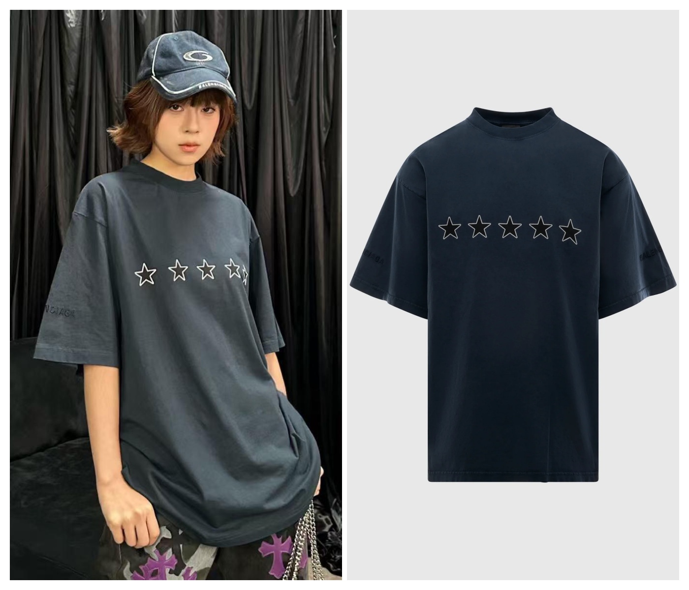 Balenciaga Top Rating 五角星刺繡寬鬆短袖T恤