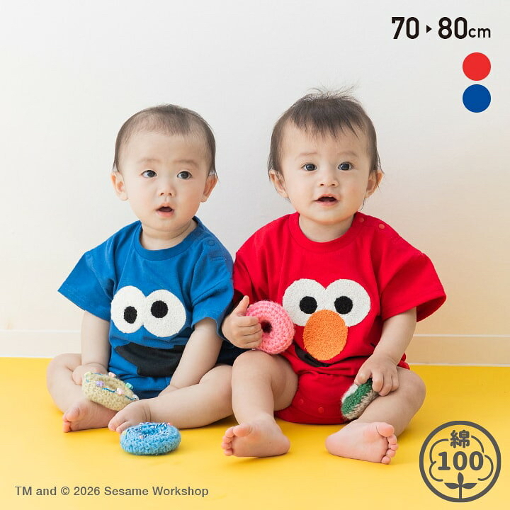 🇯🇵預訂 日本直送🇯🇵兩色芝麻街人物面部短袖包屁衣