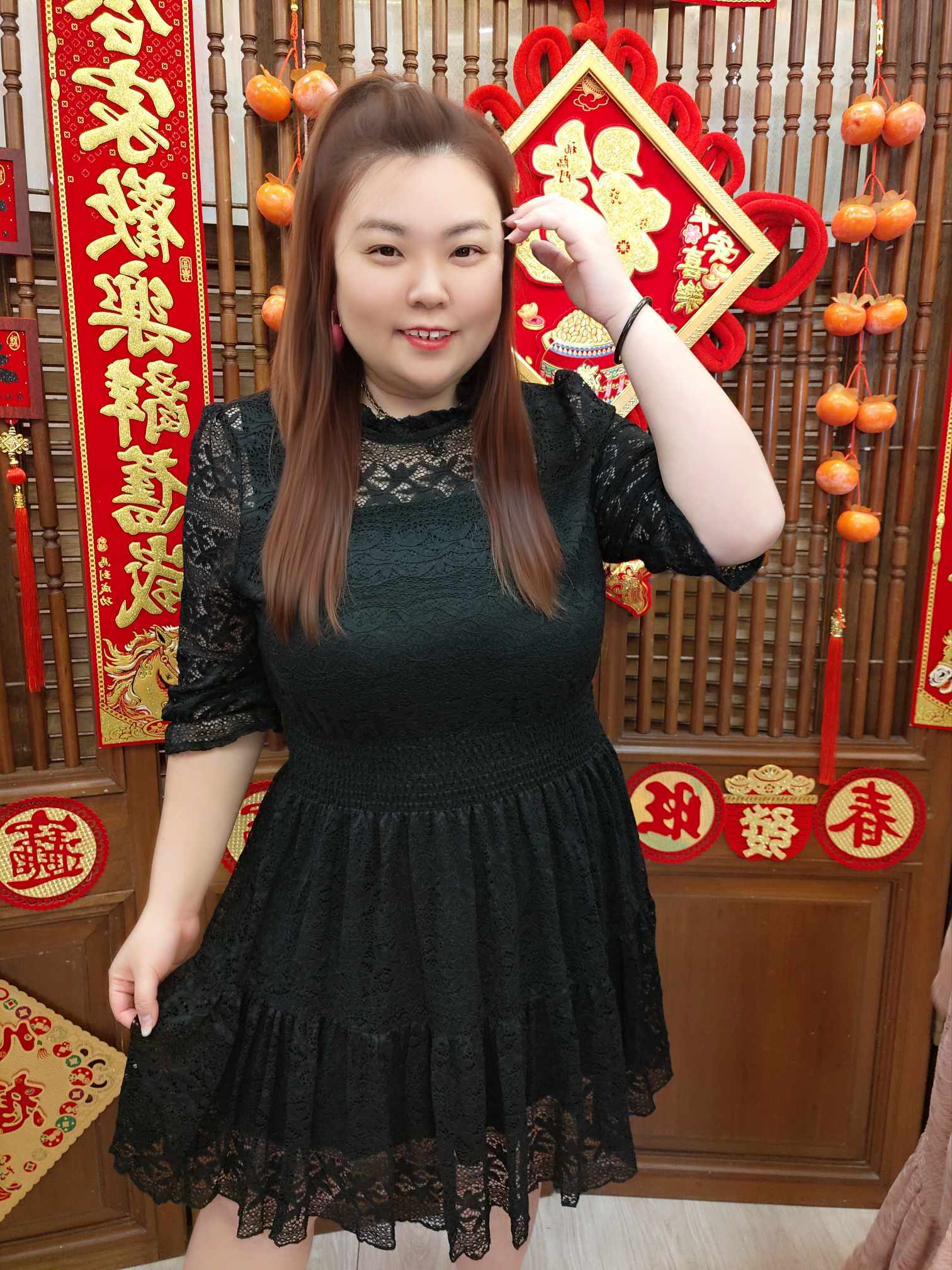 NJC03 TW#5700 甜美仙气蕾丝收腰连衣裙