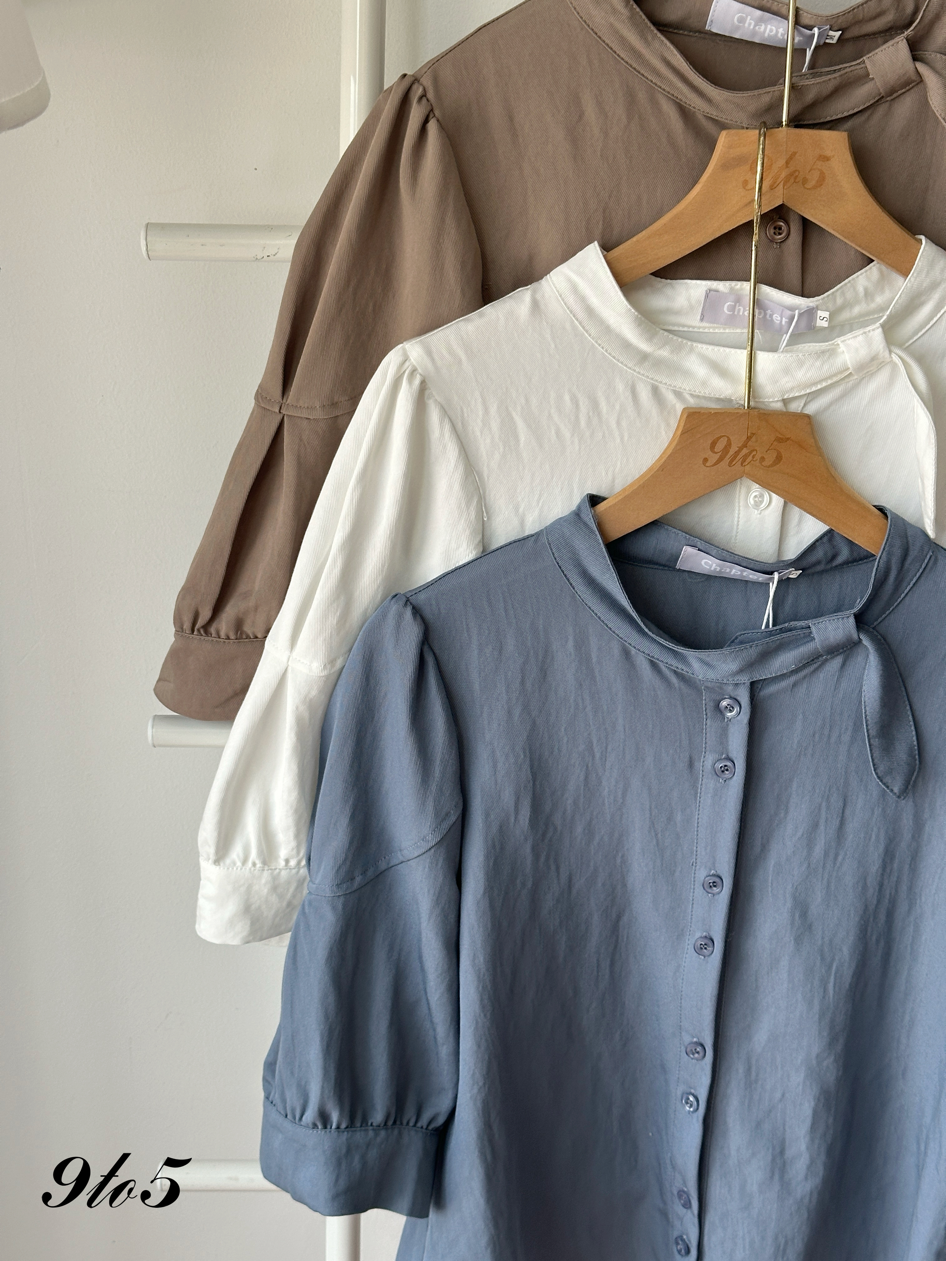 T4265 Stand Collar Half Sleeve Shirt - 3 Colors 