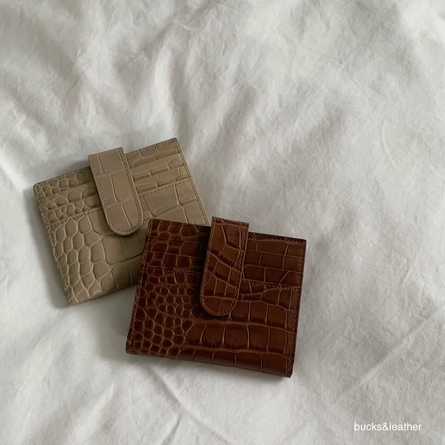  bucks&leather 鱷魚壓紋復古短銀包
