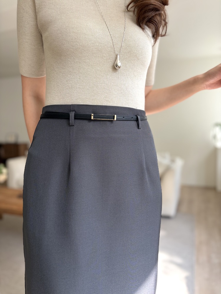 The Classy Belted Skirt (Charcoal)