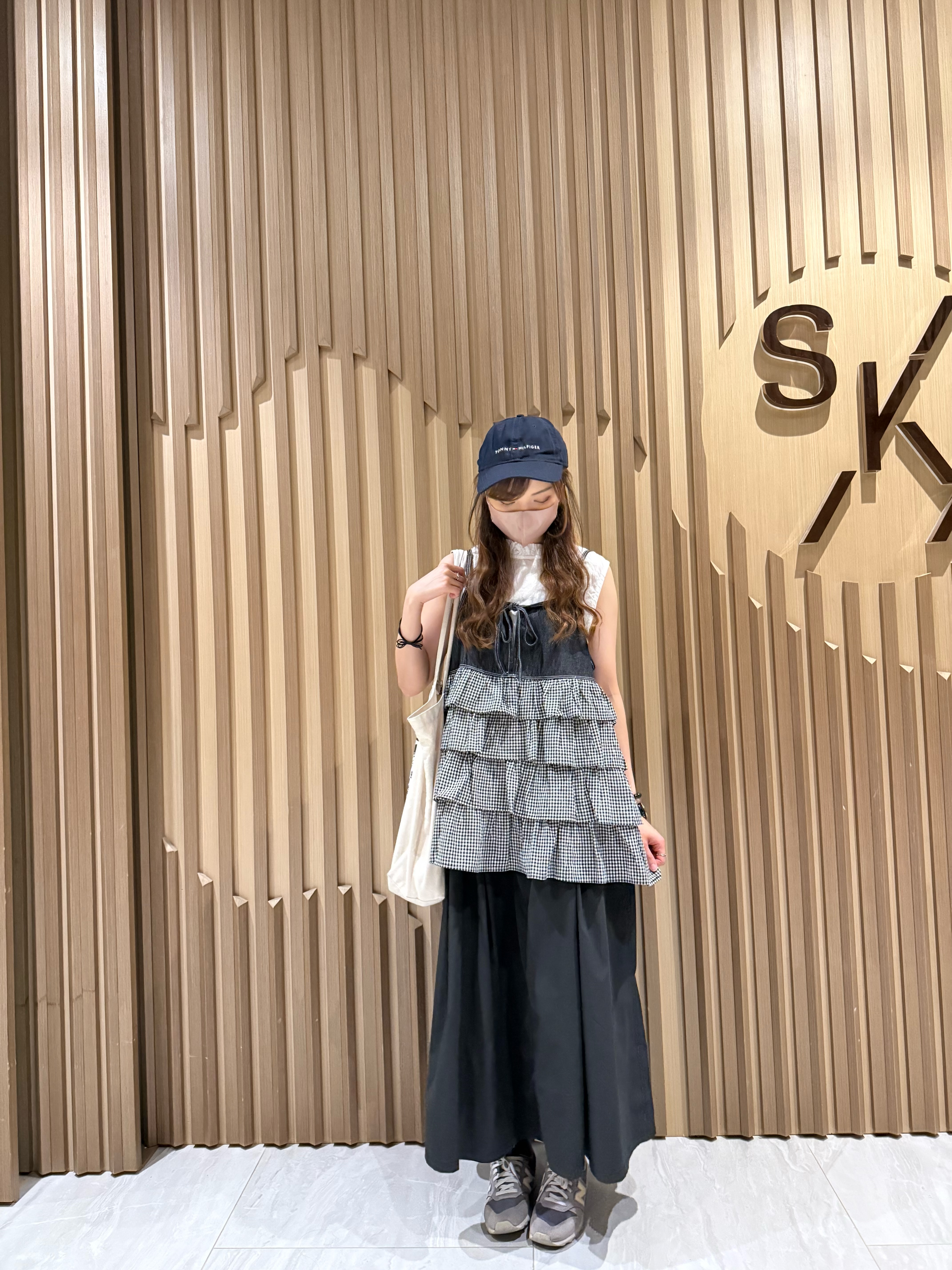 格仔拼牛布吊帶