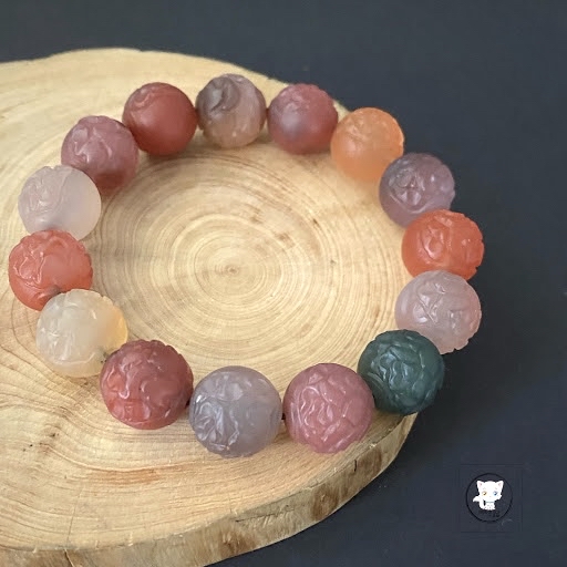 精品鹽源瑪瑙半牡丹花手鏈 13mm