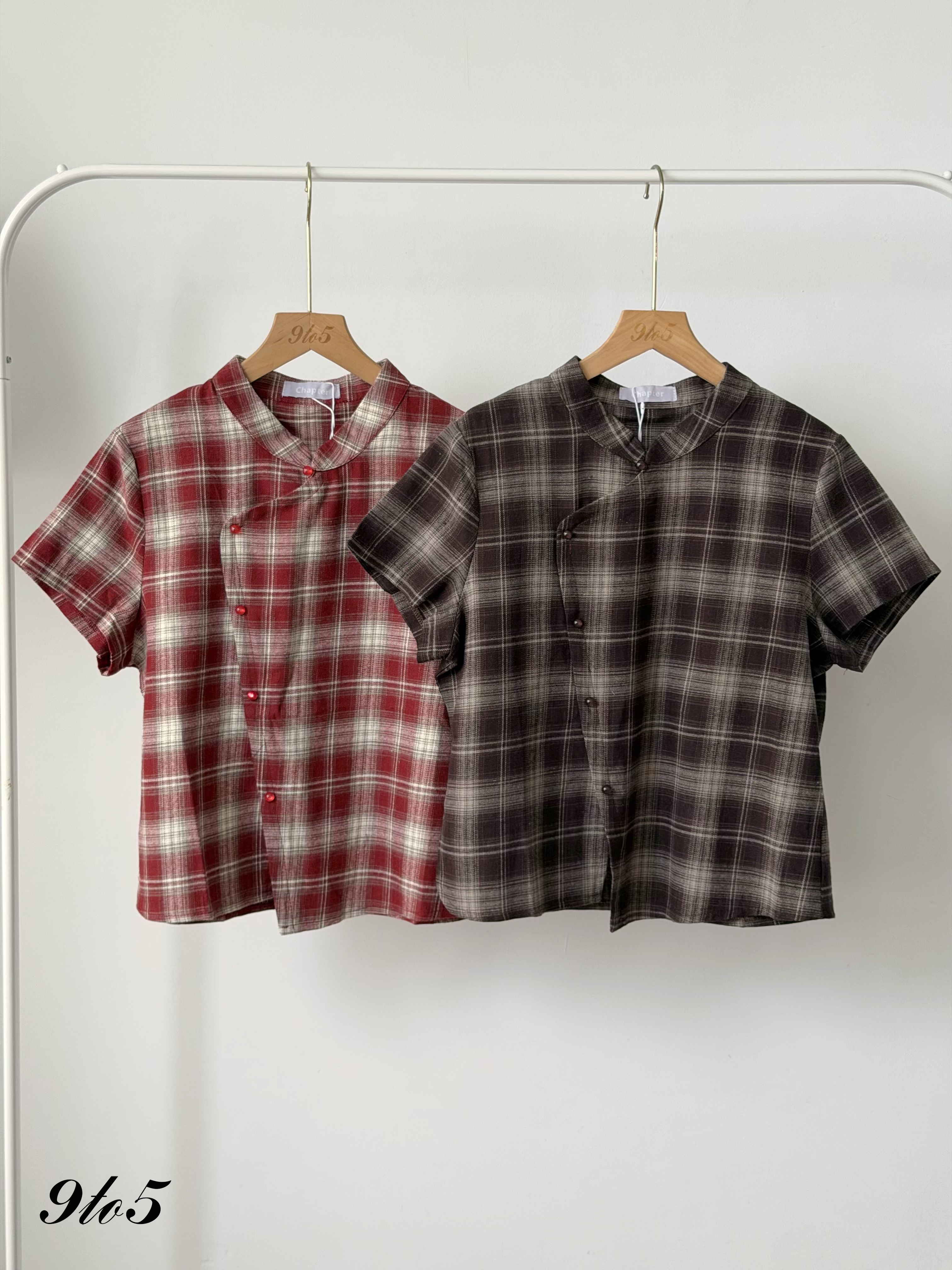 T4516 Vintage Checkered Cheongsam Top - 4 Colors