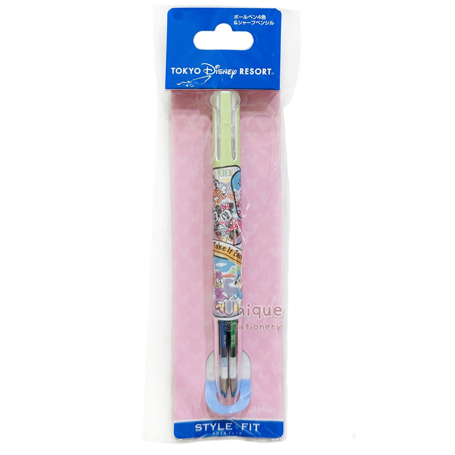 現貨｜【日本 Disney Store 限定】Tokyo Disneyland Resort 東京迪士尼樂園 日本製  Uni Style fit 多功能 5用筆 0.38mm 4色啫喱筆 + 0.5mm 鉛芯筆 068353