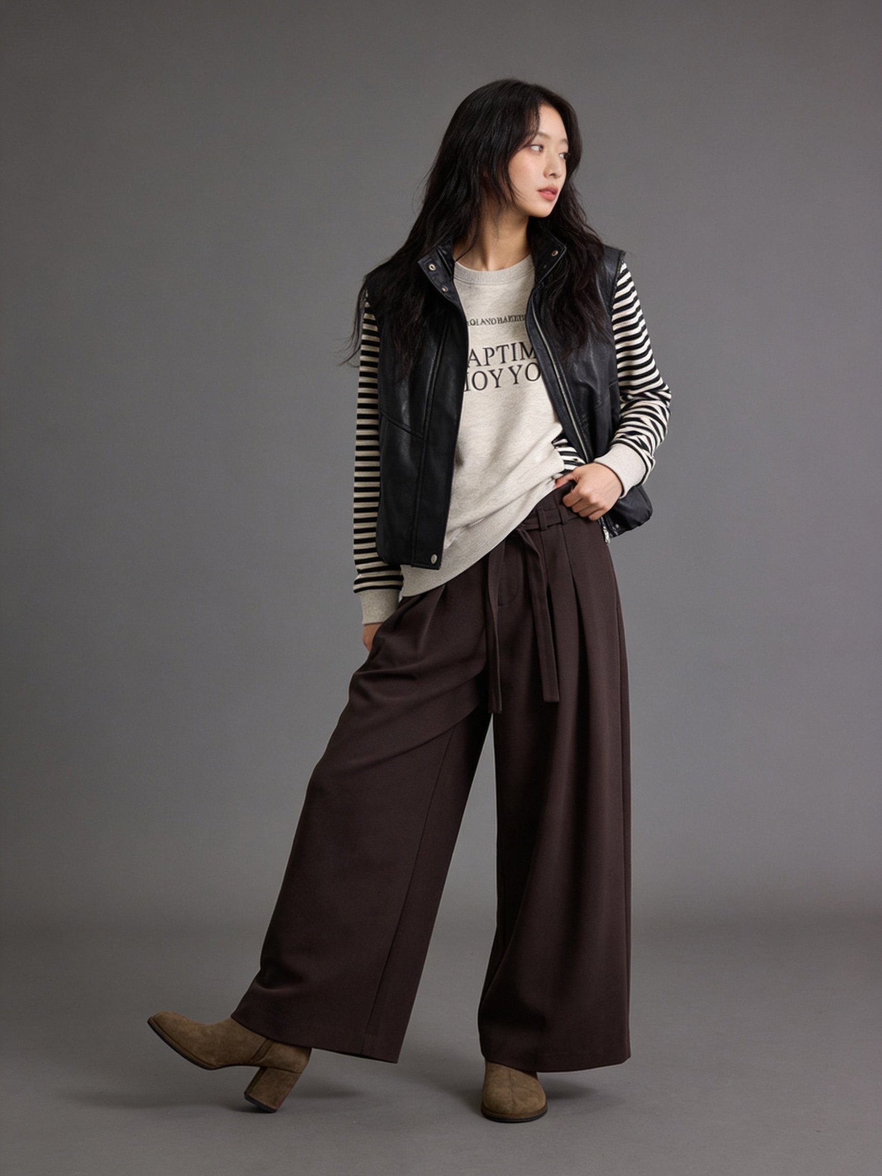 黑色皮革無袖馬甲外套