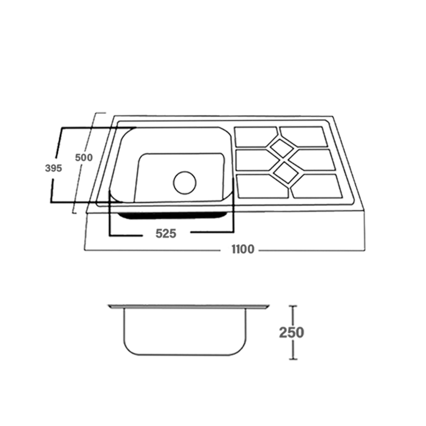 Rabico H/D 1B1D Stainless Steel Sink (S11050#) WRS11050