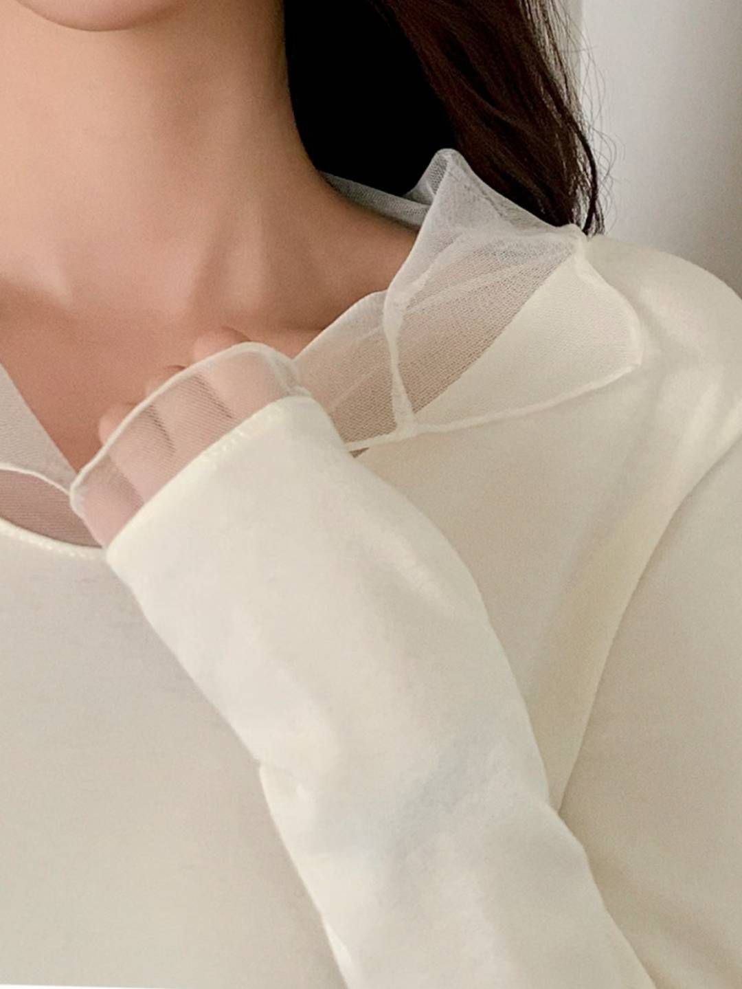 【上班/休閒】法式薄紗親膚反領上衣