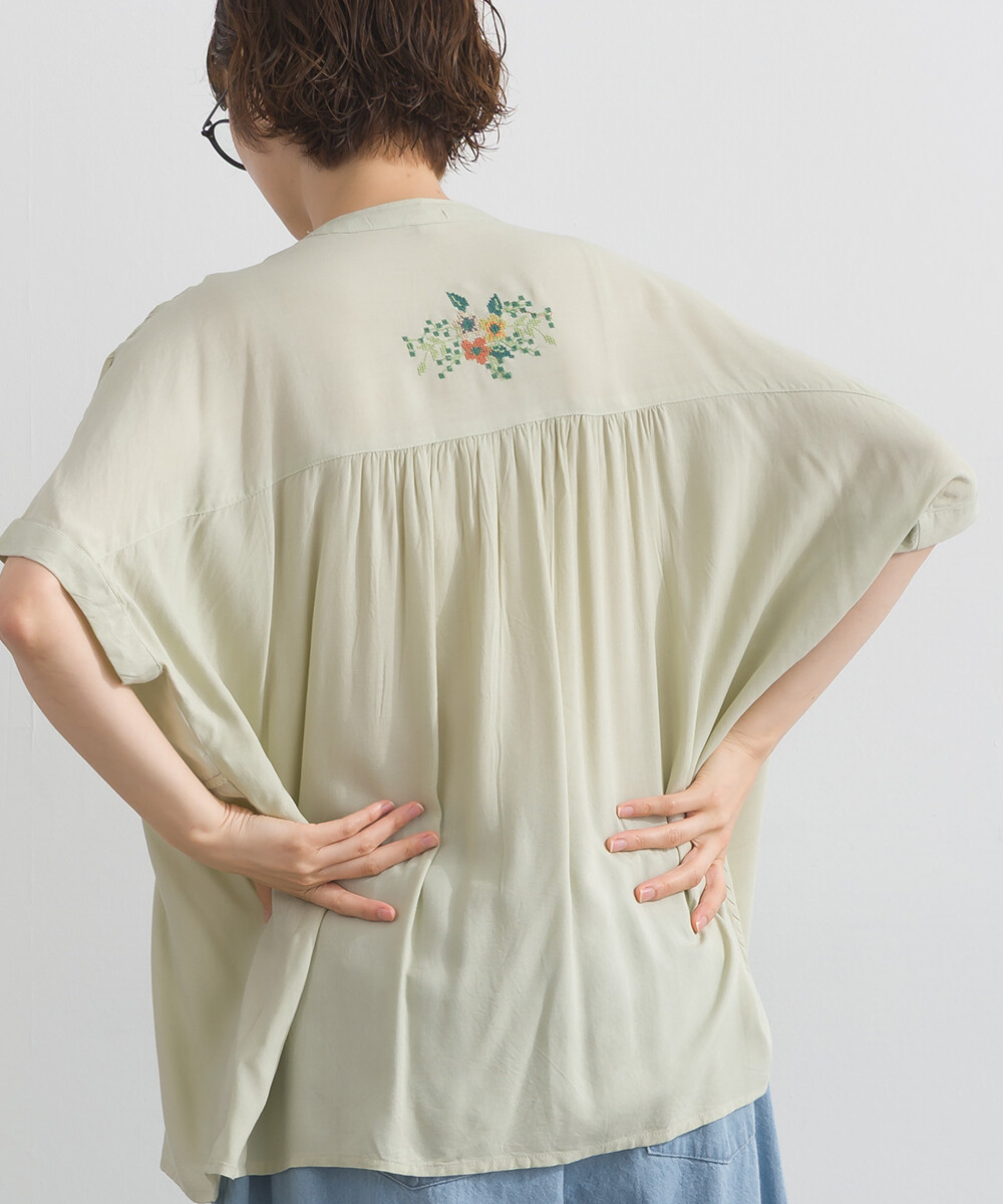 LP - 民族刺繡風格襯衫 (薄荷綠色)