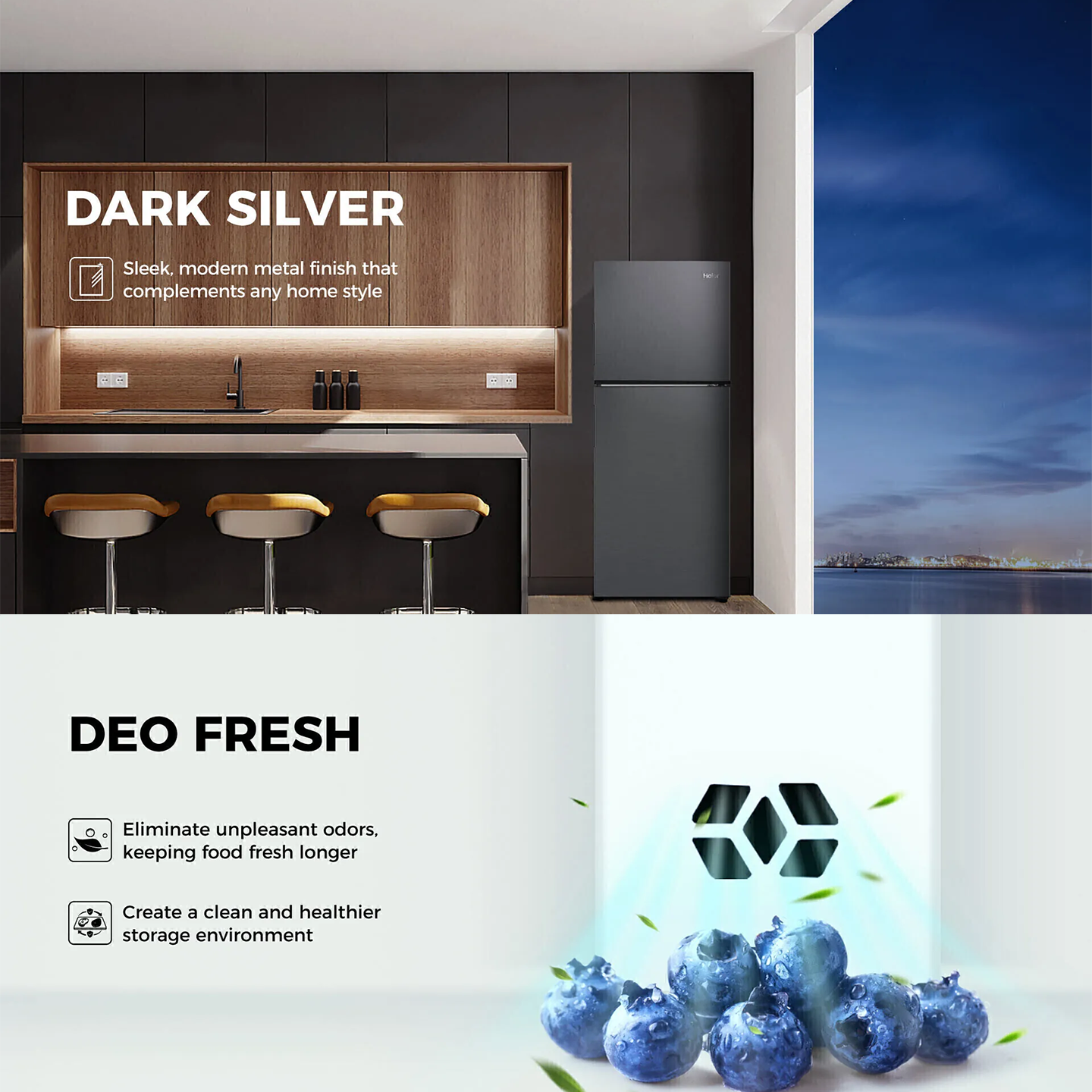 Haier 240L 2-Door Refrigerator Black (HRF-T240XM)