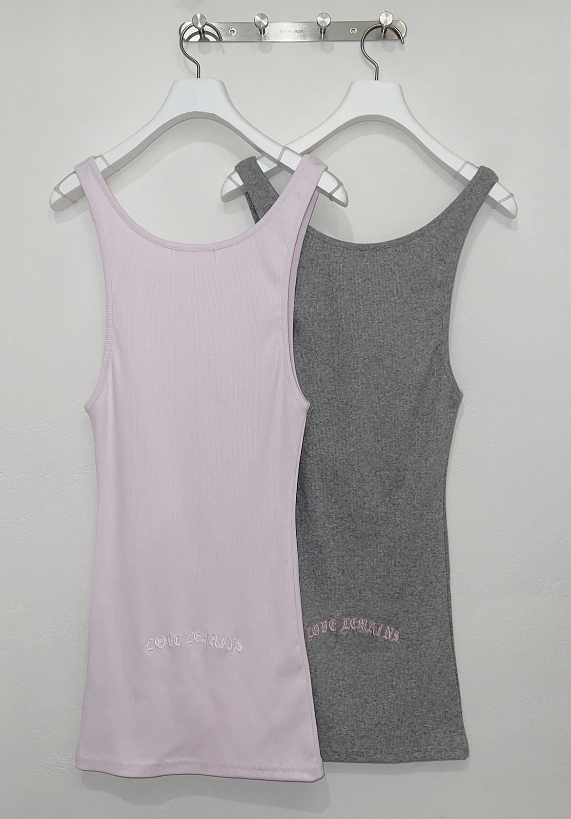 Gothic Lettering Ribbed Tank Dress
