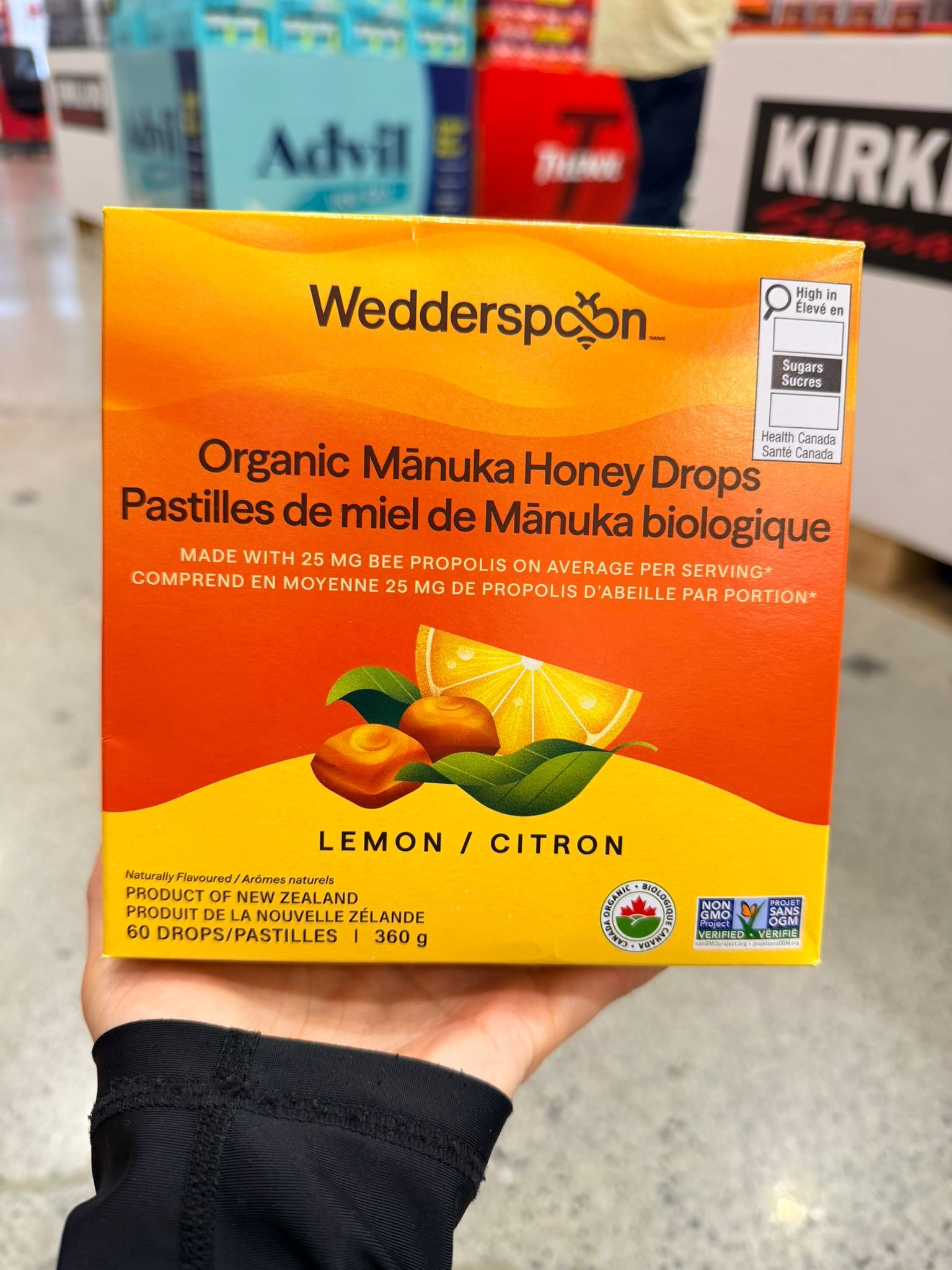 加拿大直送  Wedderspoon 有機麥蘆卡蜜糖檸檬味喉糖 (60粒）