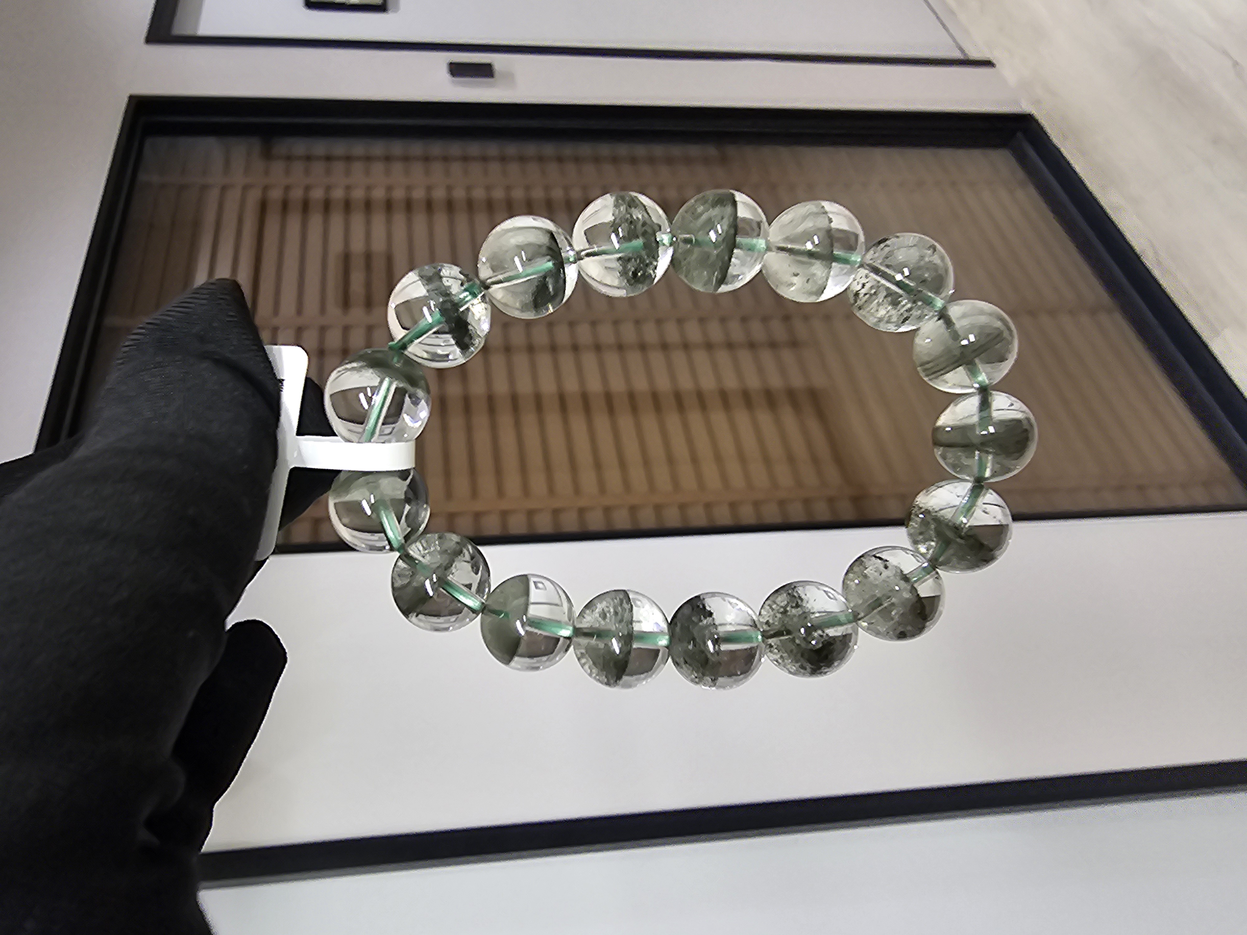 (收藏級)(一線天)高質聚寶盤半盤綠幽靈 11.5+mm (No.GPQ011)