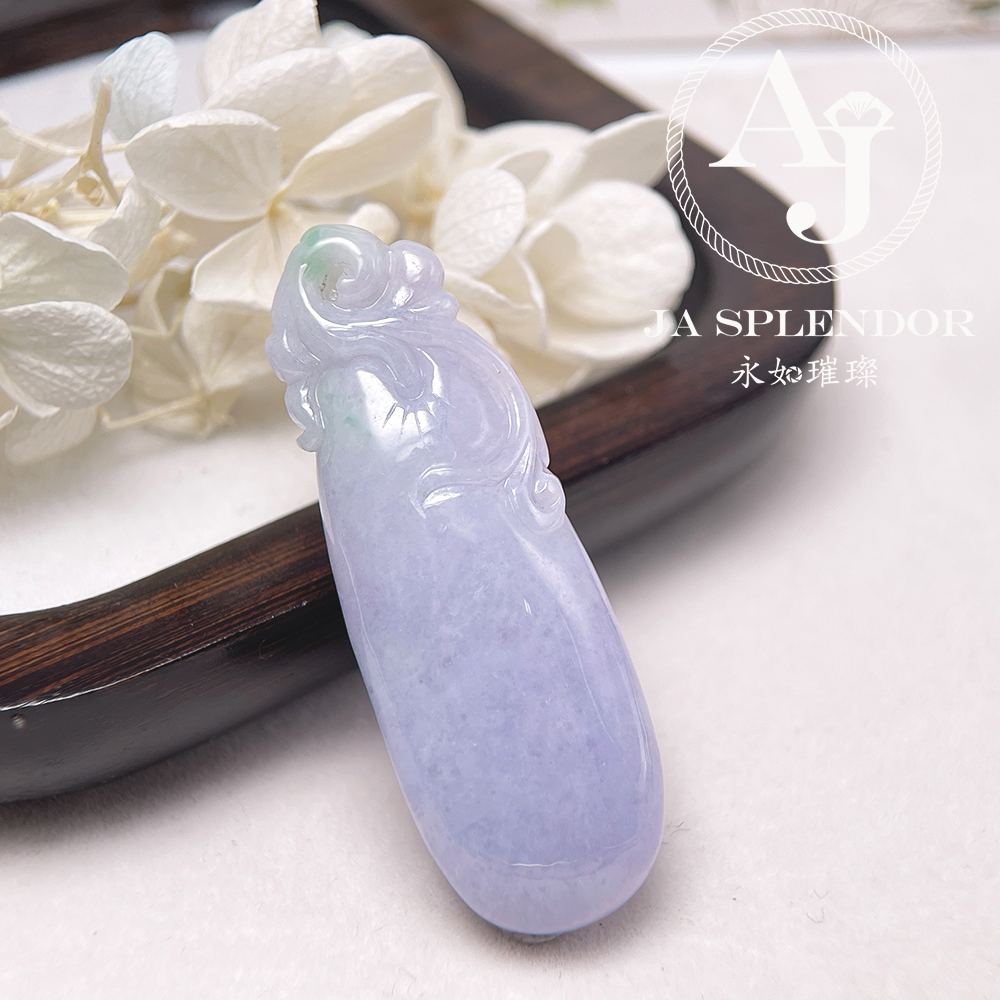 JN-1599 天然翡翠A玉 冰糯濃紫椿彩如意福掛吊墜
