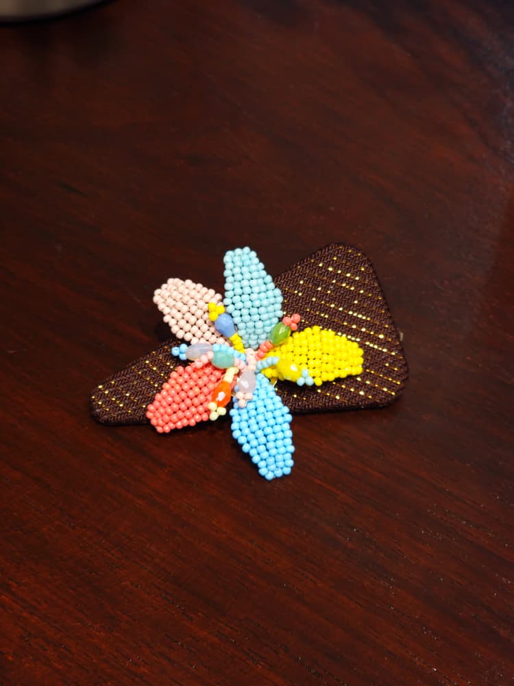 Pastel Beaded Flower Hair Clip