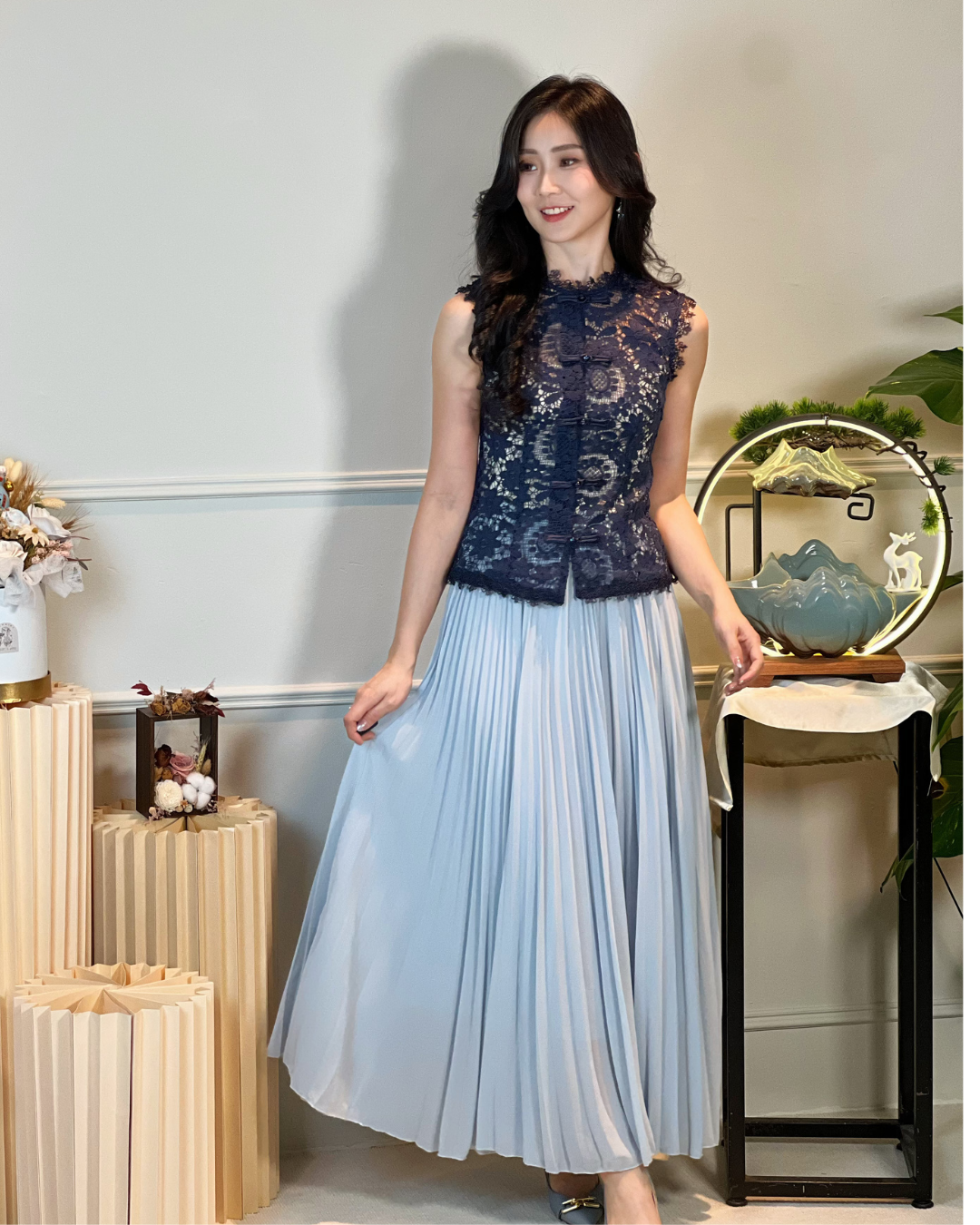 5104 Quintina Pleated A Line Skirt 