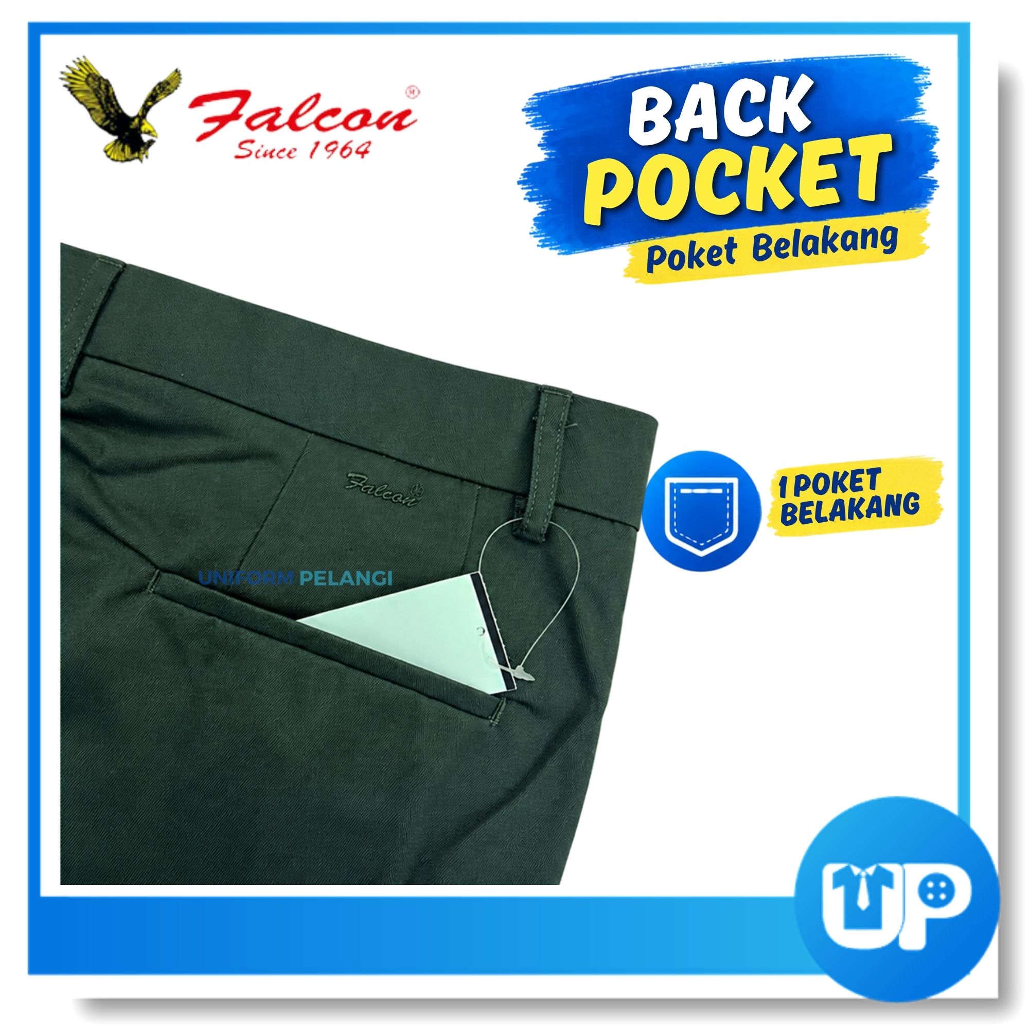 Falcon Seluar Pendek Hijau Sekolah Menengah Short Pants Secondary School 中学男生短裤