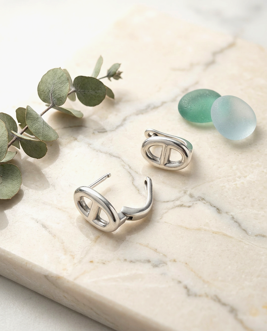 S925 -EE0341 Platinum-Coated Hoop Earrings