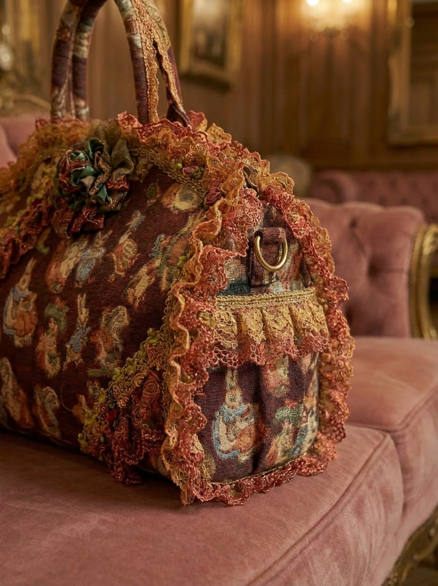 19世紀浪漫主義Peter Rabbit Antique Victorian Lace Bag