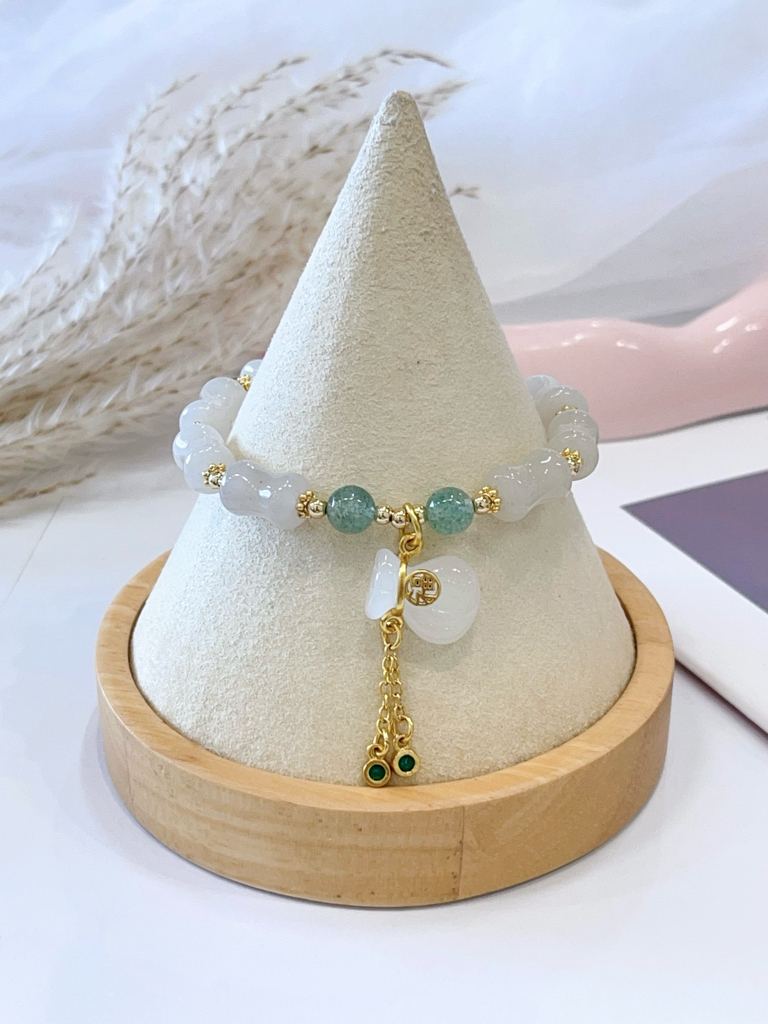 💚 东陵玉 × 金发晶 × 佘太翠手串 Aventurine, Golden Rutilated Quartz & Hetian Jade (Xi Tai Cui) | 7mm