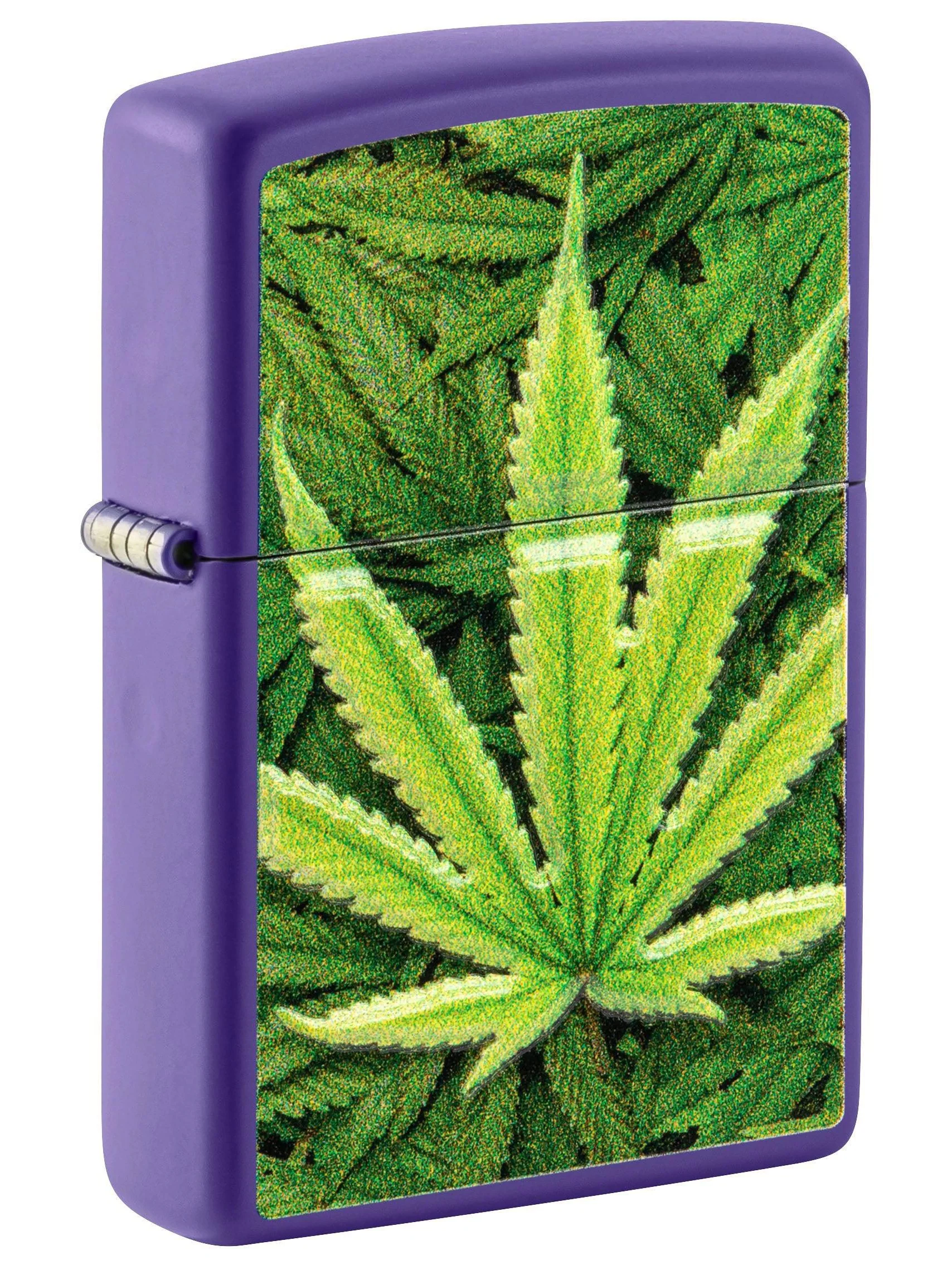 美國製造 | Zippo指定經銷商 Zippo 49790 紫光麻葉打火機 – 啞紫光紋理隱藏圖案 Purple Glow Leaf Lighter – Matte Purple Textured Print Hidden Motif