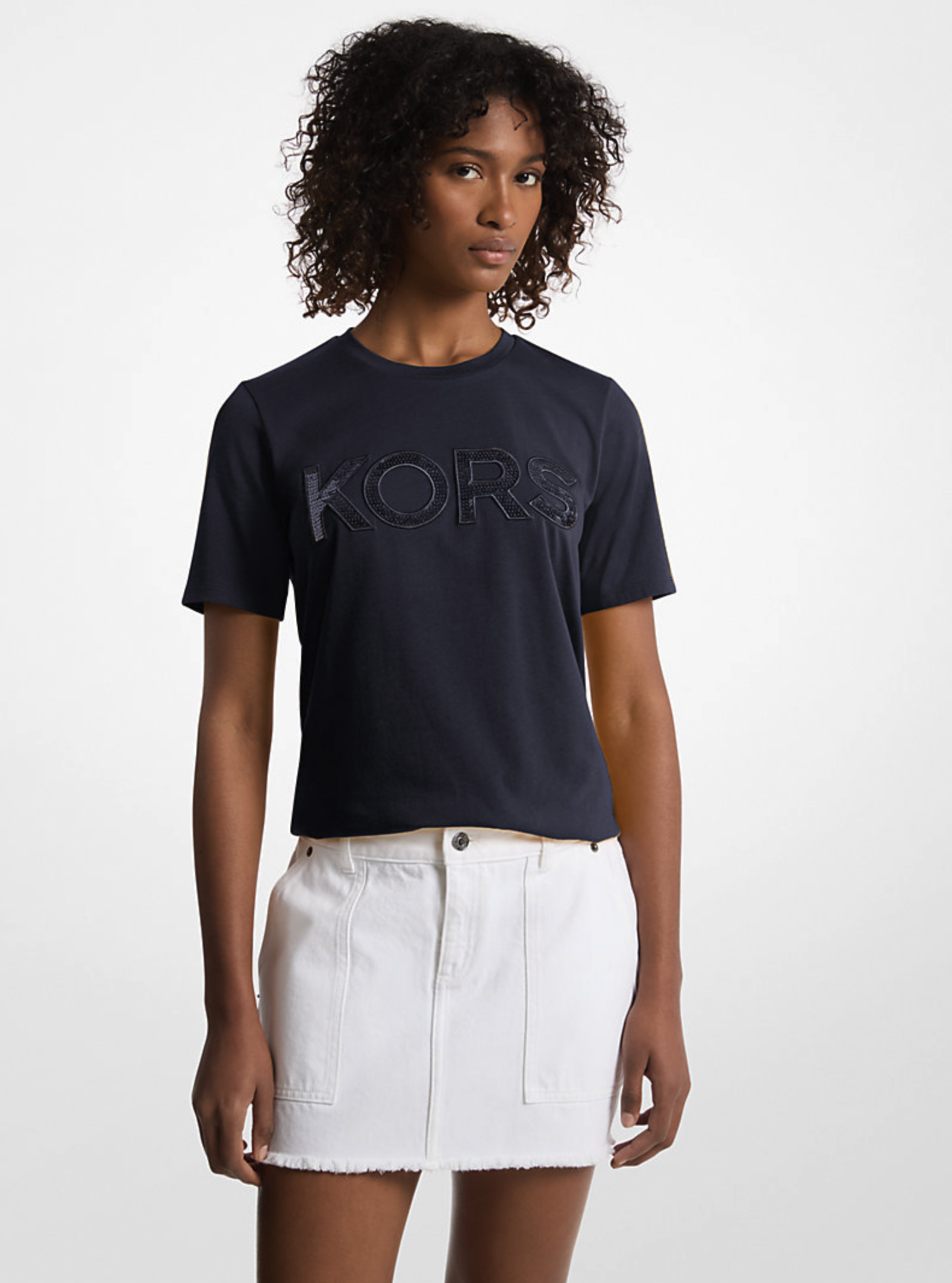 Michael Kors Sequined Logo Cotton T-Shirt