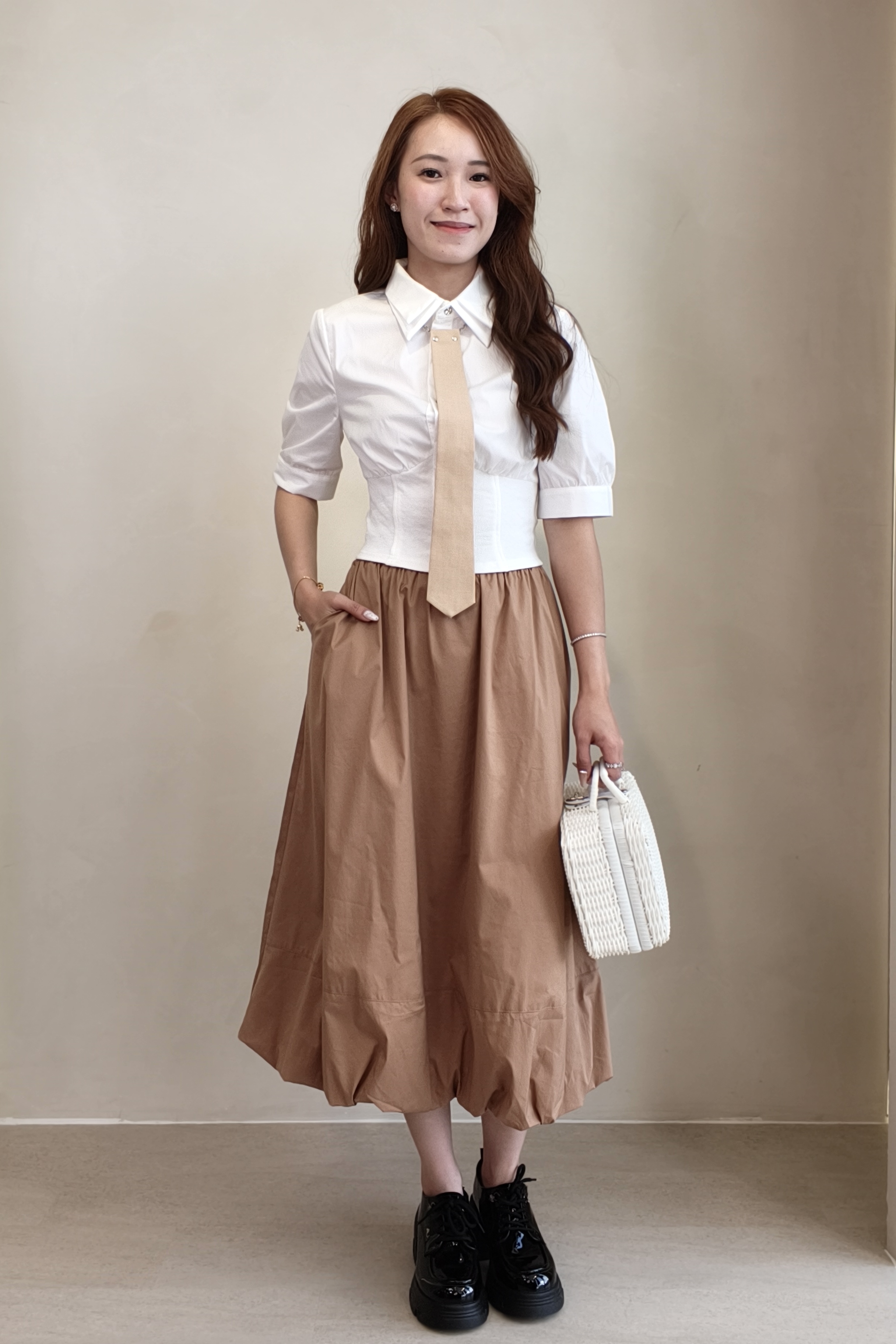 14105 Aurora Bubble Hem Maxi Skirt