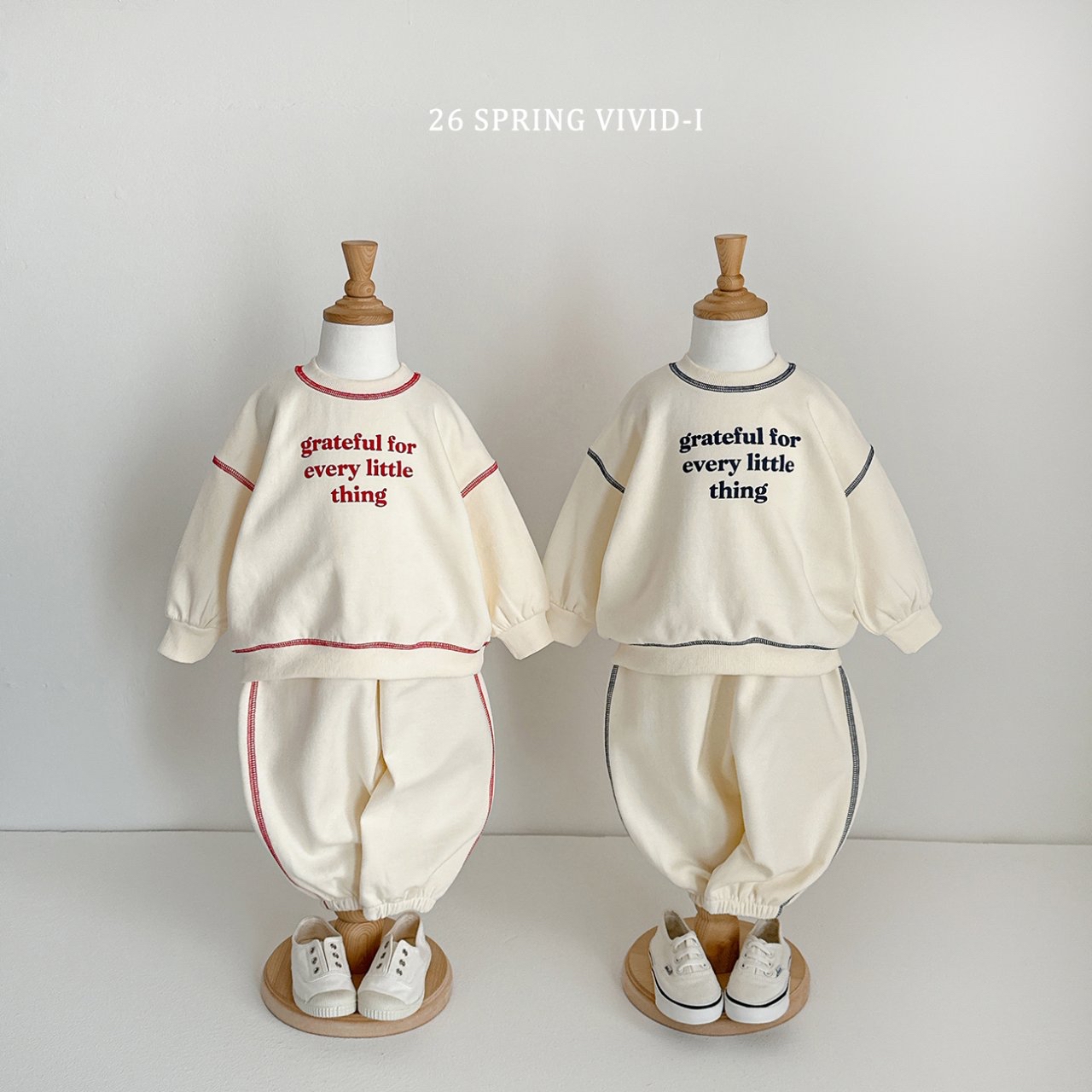 🌸預訂 韓國直送🌸🇰🇷VIVIDI四色字母印花撞色縫線長袖上下套裝