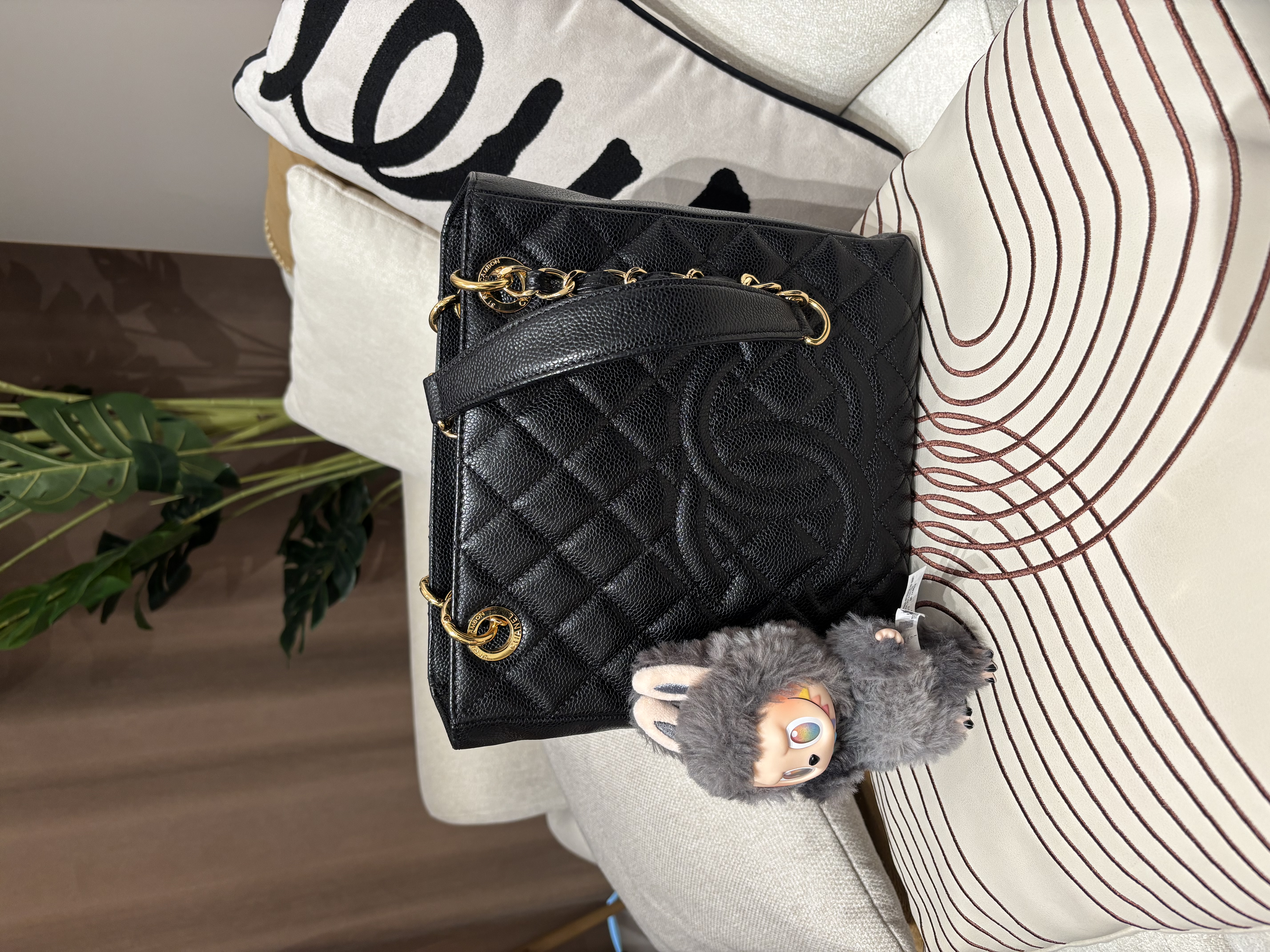 Chanel PST Tote Bag 黑色荔枝牛皮金鏈 100%Authentic, 95%New ✅19Card✅Dust bag