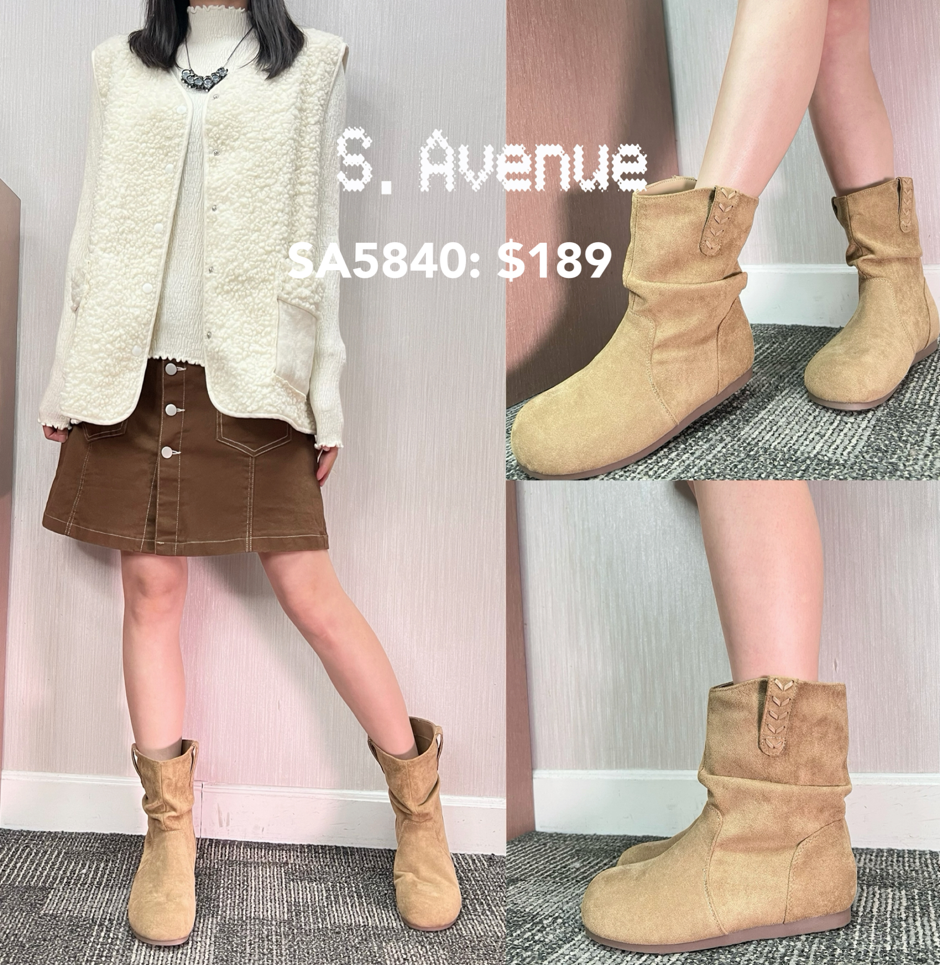 SA5840:  圓頭有撍側有帶仔短boot