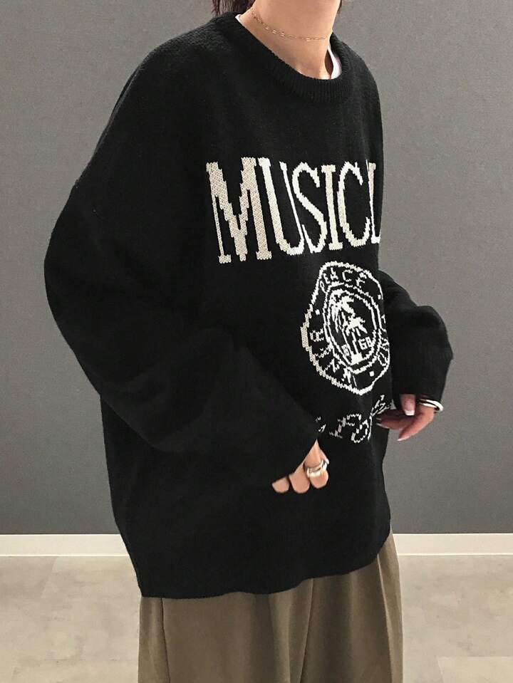 復古音樂主題針織毛衣