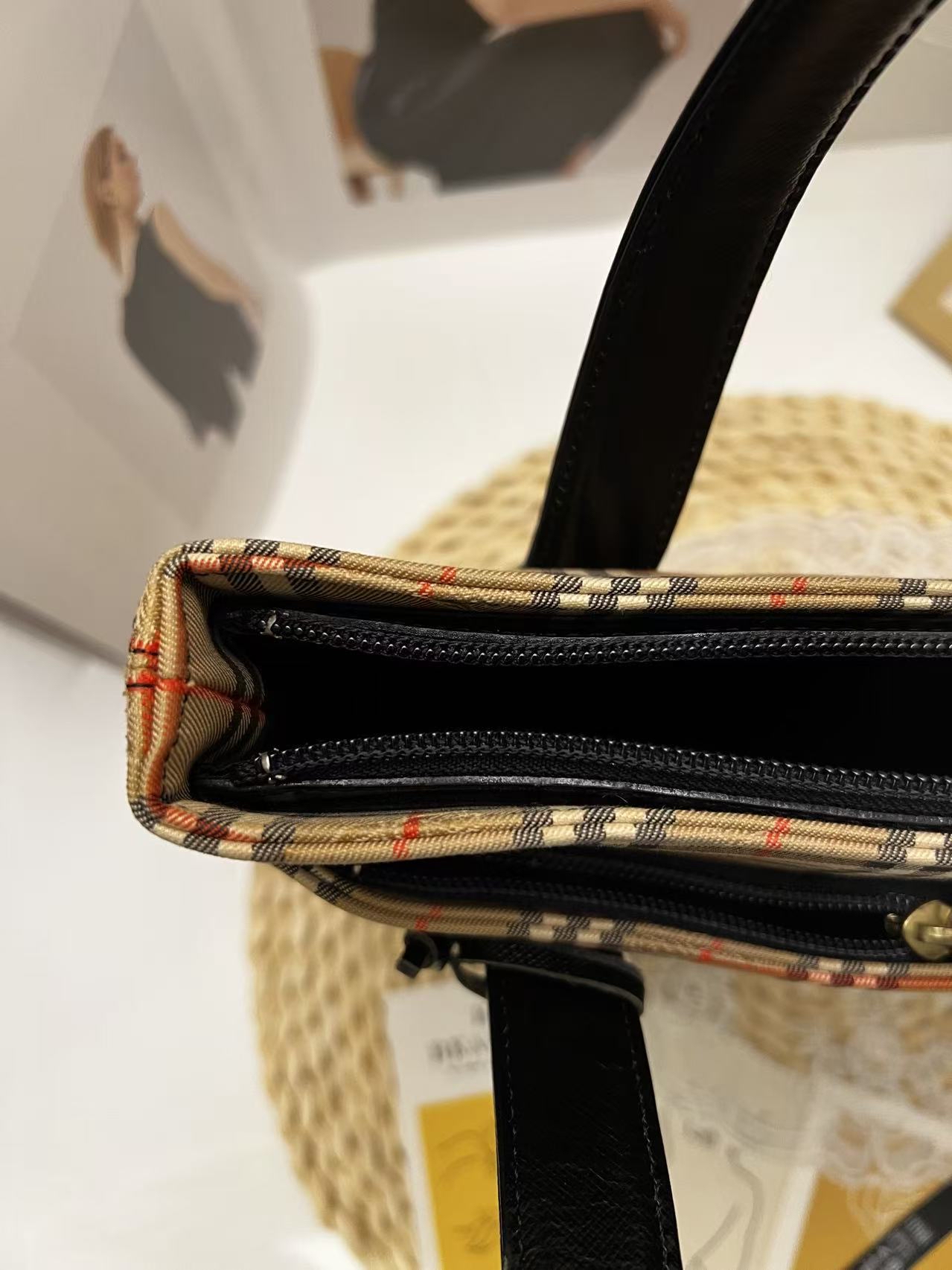 Burberry Vintage Haymarket Check Tote