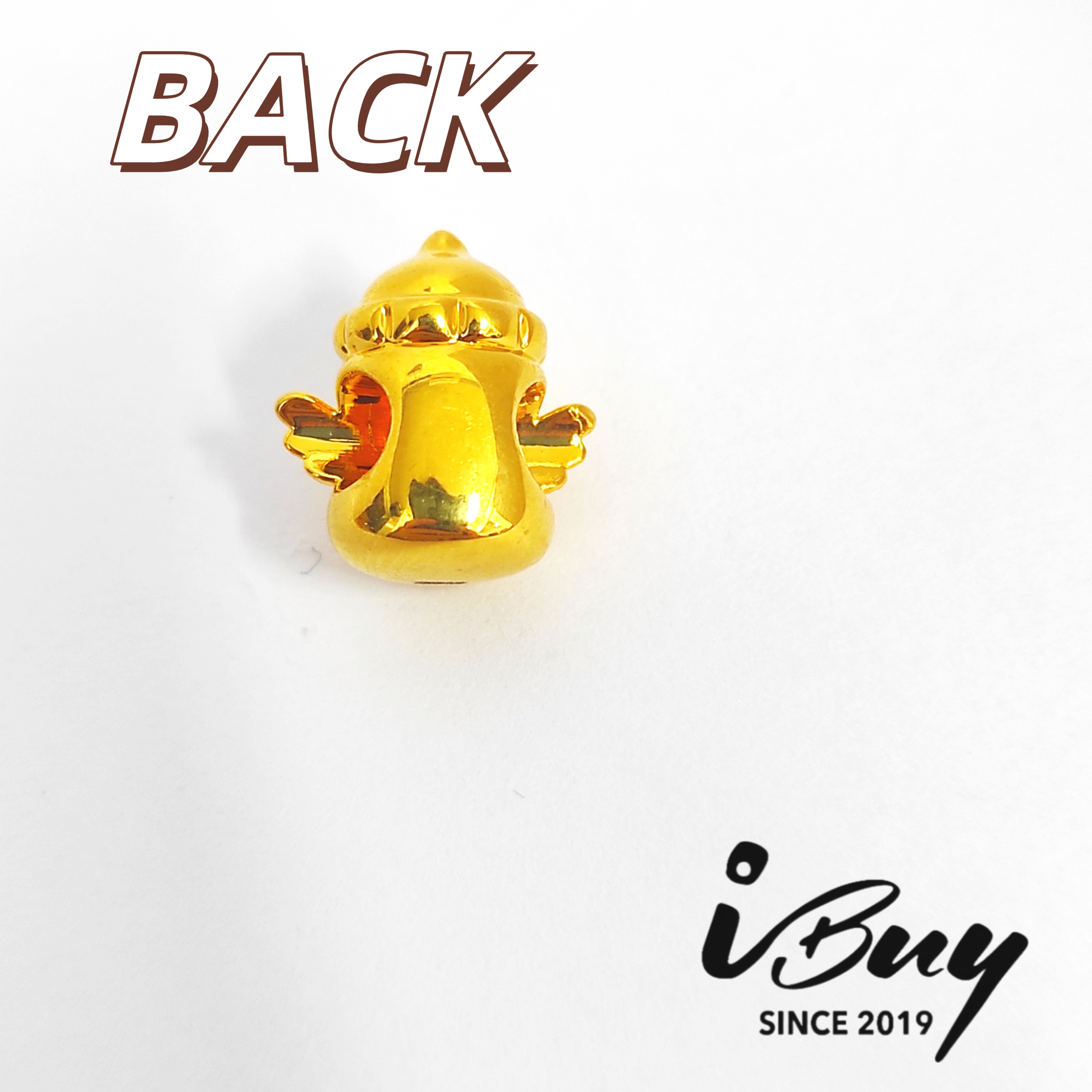 916 HARD GOLD WINGED BABY BOTTLE CHARM BEAD 916 硬金 翅膀奶品串咀