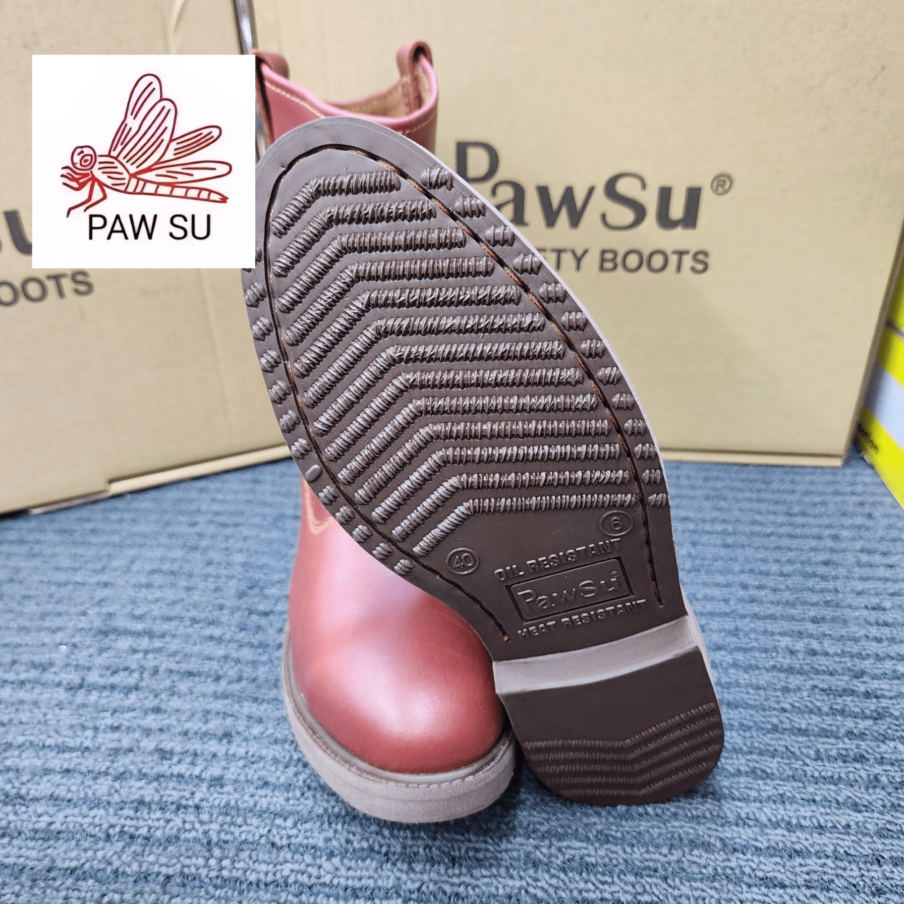 PAWSU SAFETY PS 215 A SHAPE KASUT KESELAMATAN ORIGINAL COFFEE BROWN DENGAN  STEEL PLATE TOE CAP