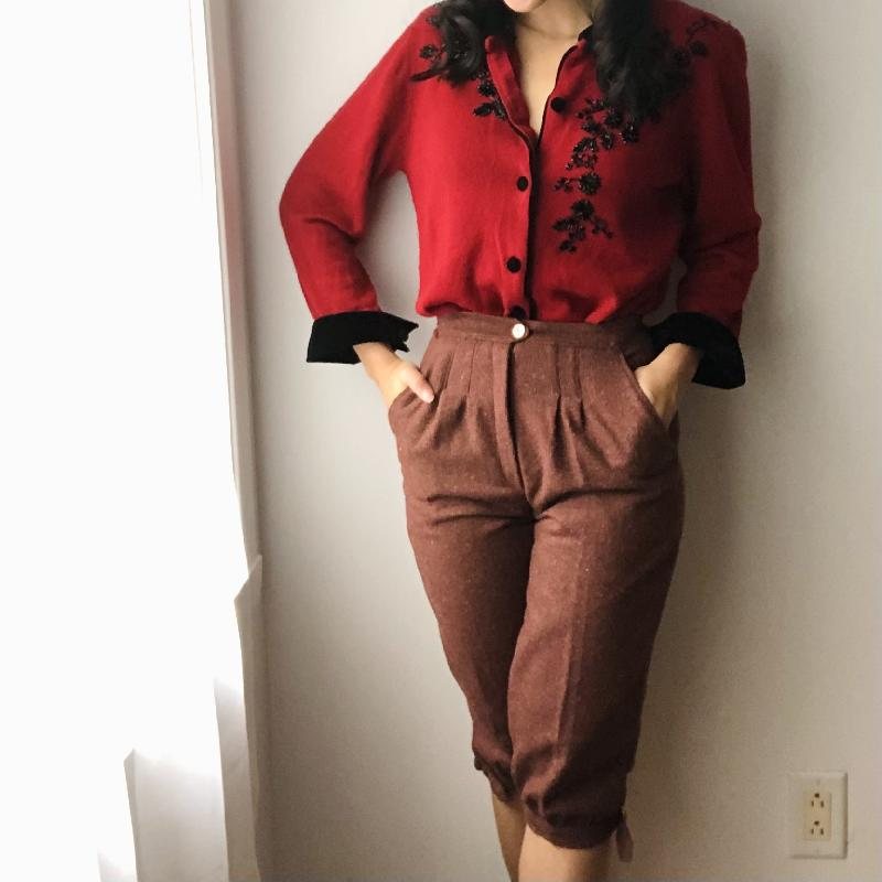 C.a. 1970s New Old Stock Jacques & Laurence Breeches/Riding Pants- Brick Red Waist 25" (MT147)