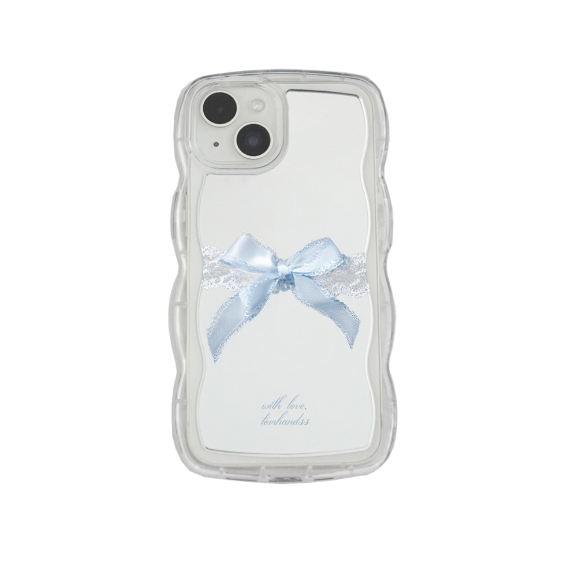【Alice Blue Lace Ribbon】波浪邊框鏡面 iPhone Case