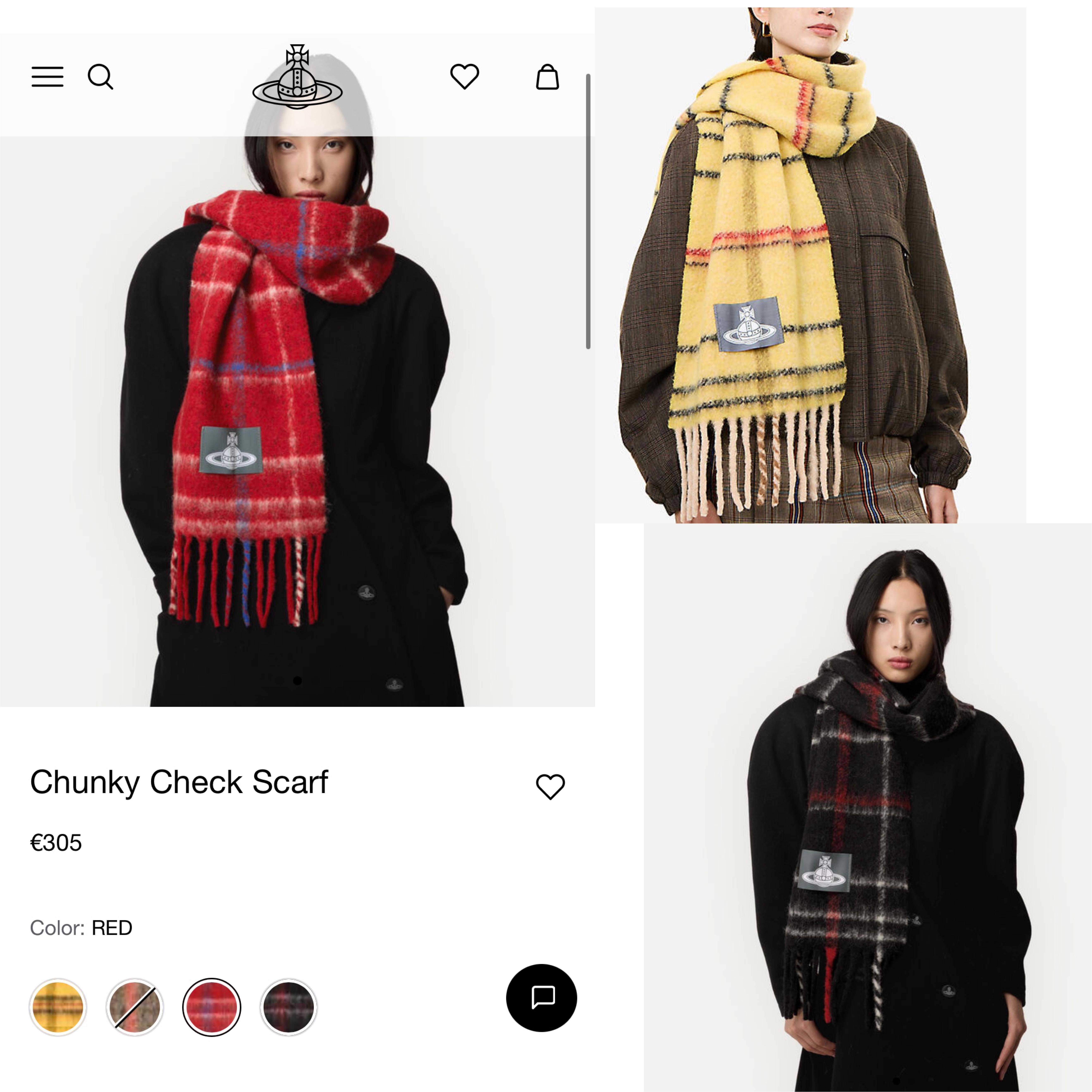 Vivienne Westwood 經典格紋羊毛圍巾 