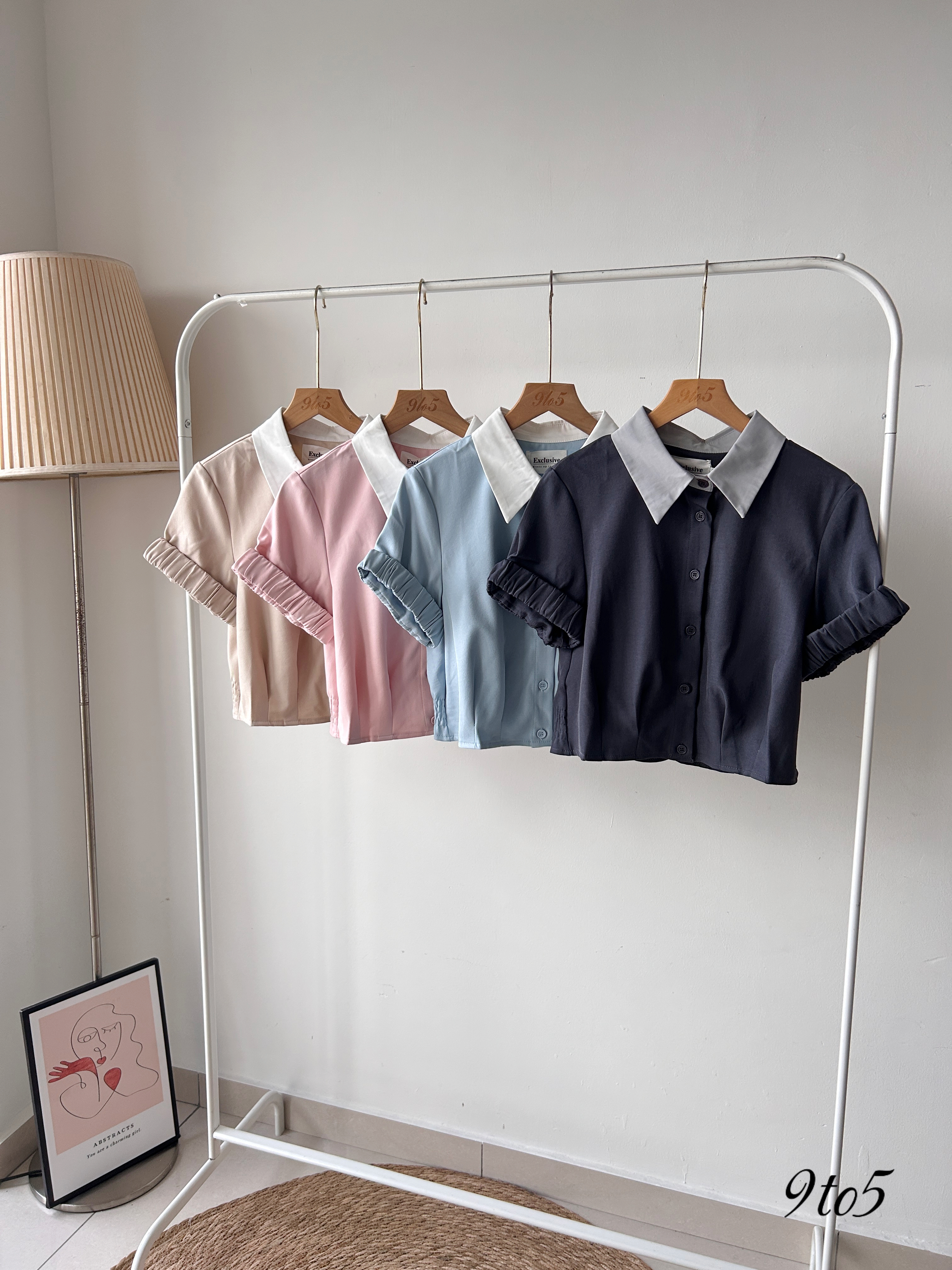 T4005 Collar Short Sleeve Top - 4 Colors