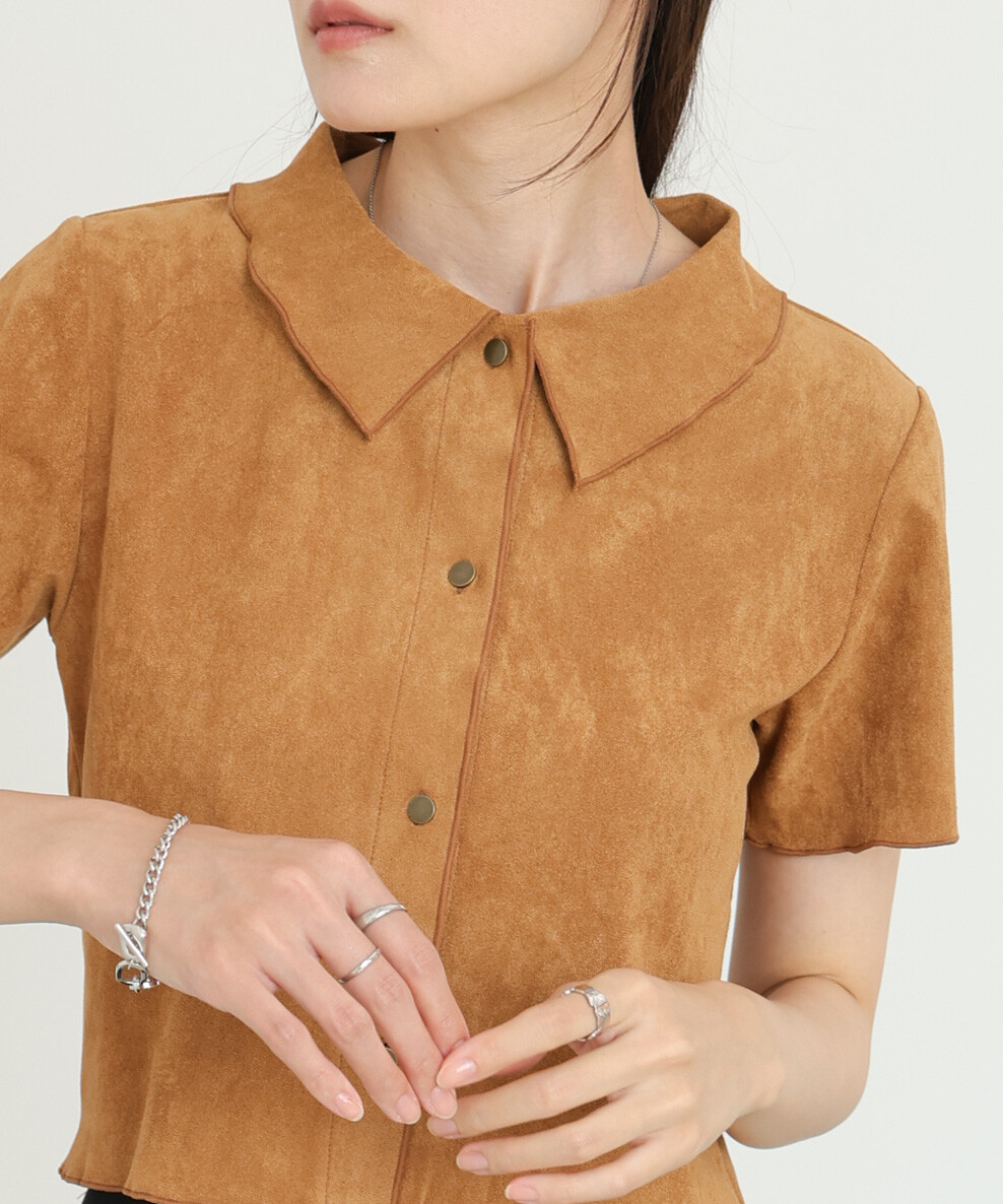 輕薄麂皮短袖襯衫【JT024】