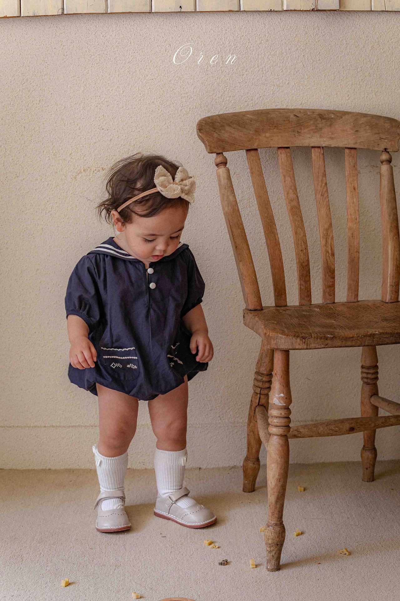 ☀️預訂 韓國直送☀️🇰🇷Oren Marinette兩色海洋風水手領刺繡短袖包屁衣/連身裙/上下套裝