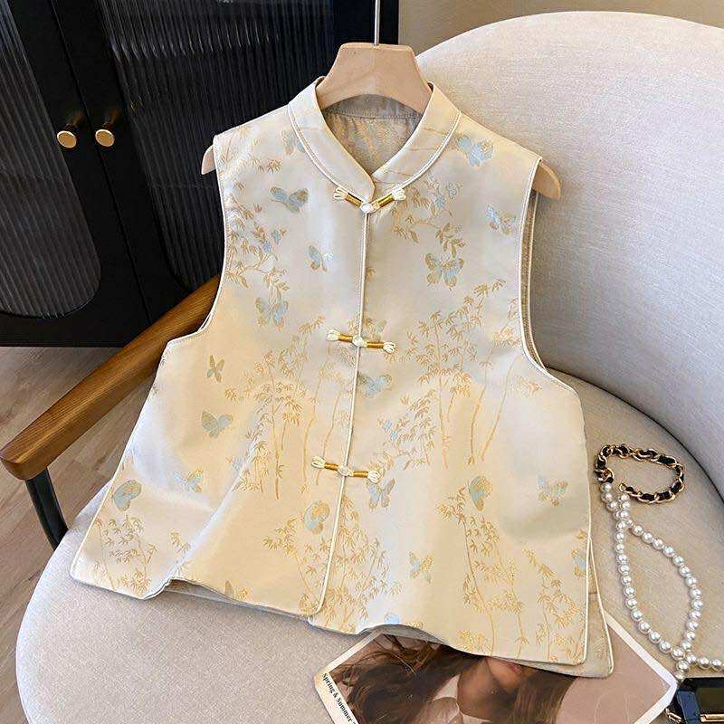 DDI13 独特盘扣设计印花马甲