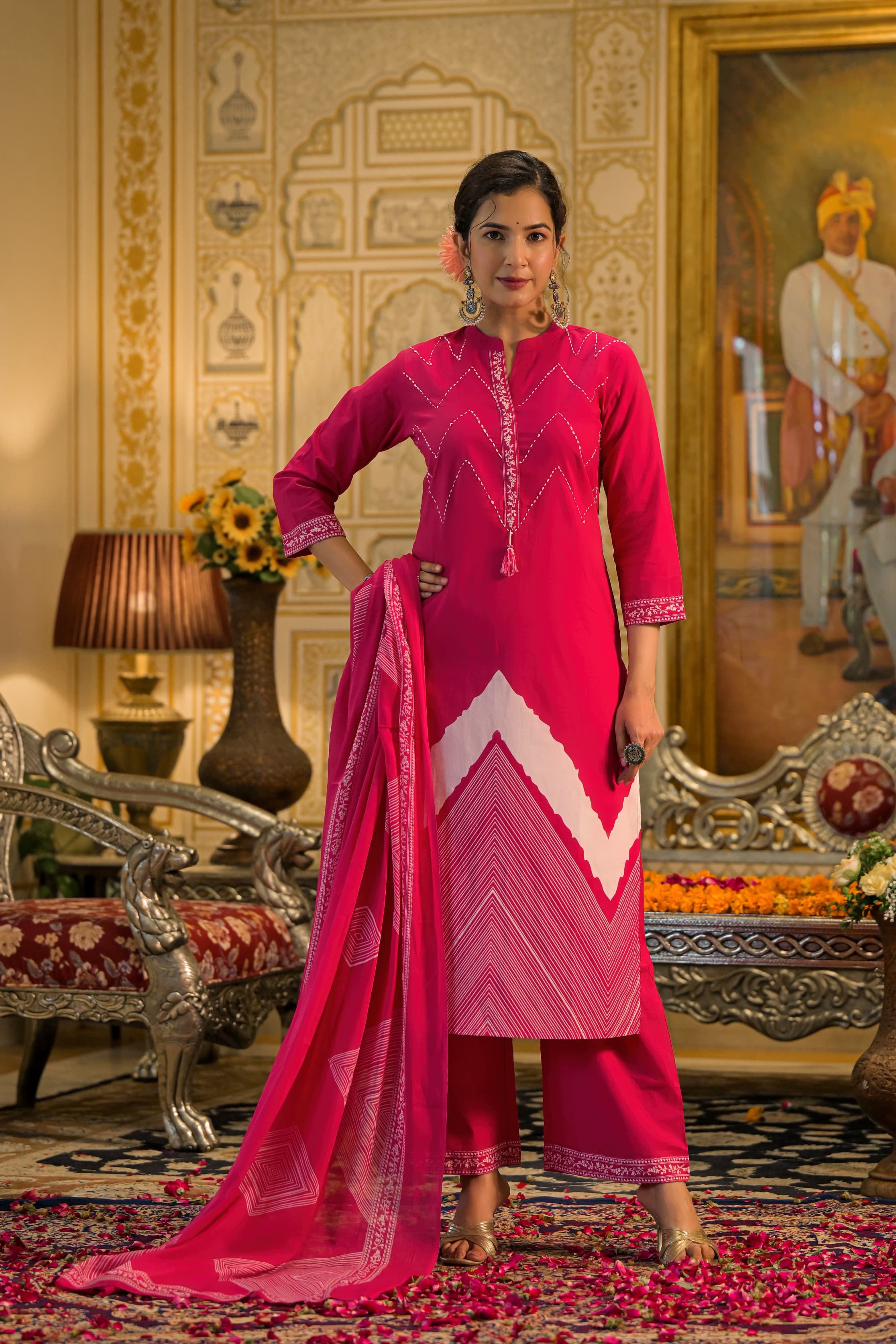 Pretty Pink Zig Zag Kurta Set