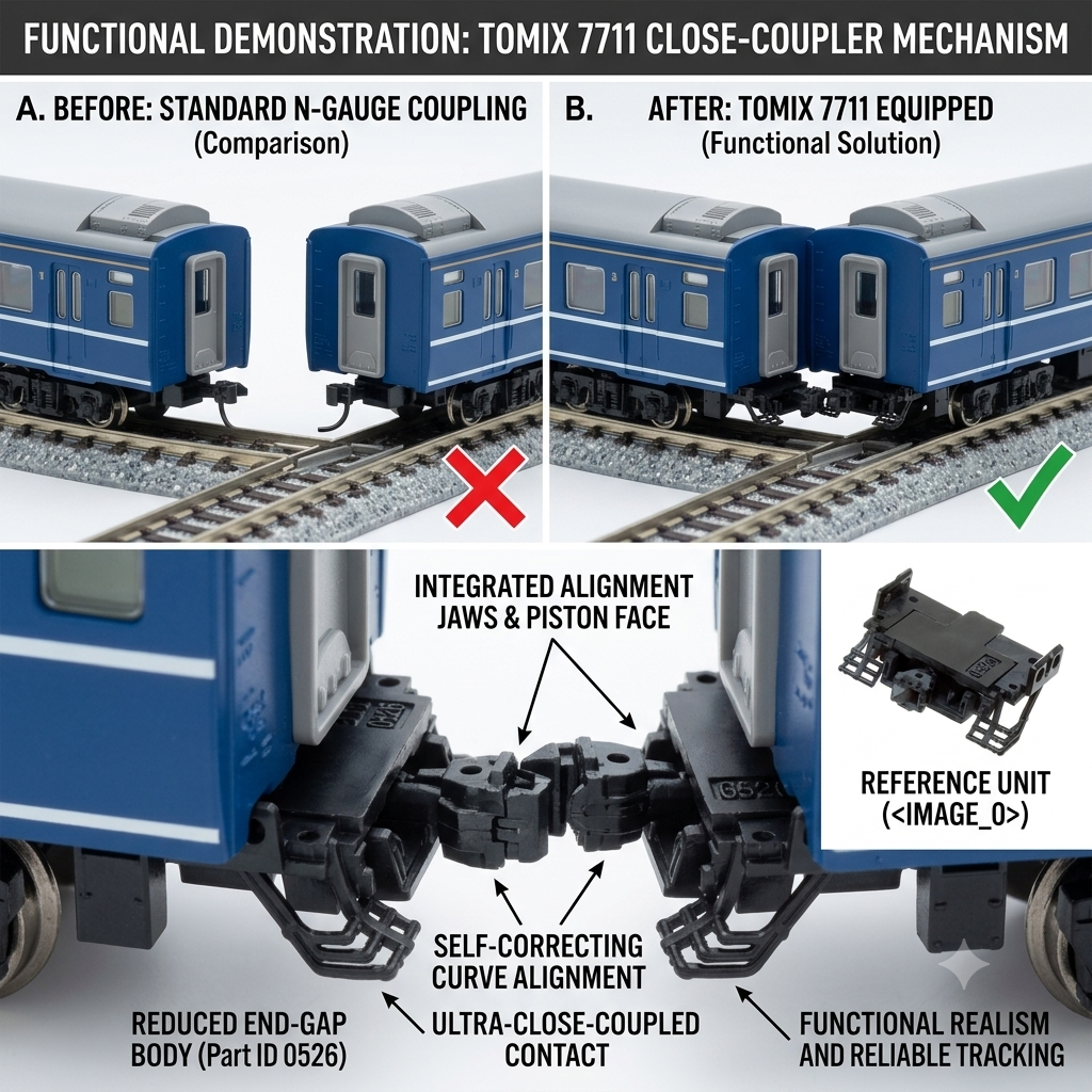 TOMIX 7711  密連形 TN 扣 (SP・黒・空氣配管付・6個入) N比例車鈎