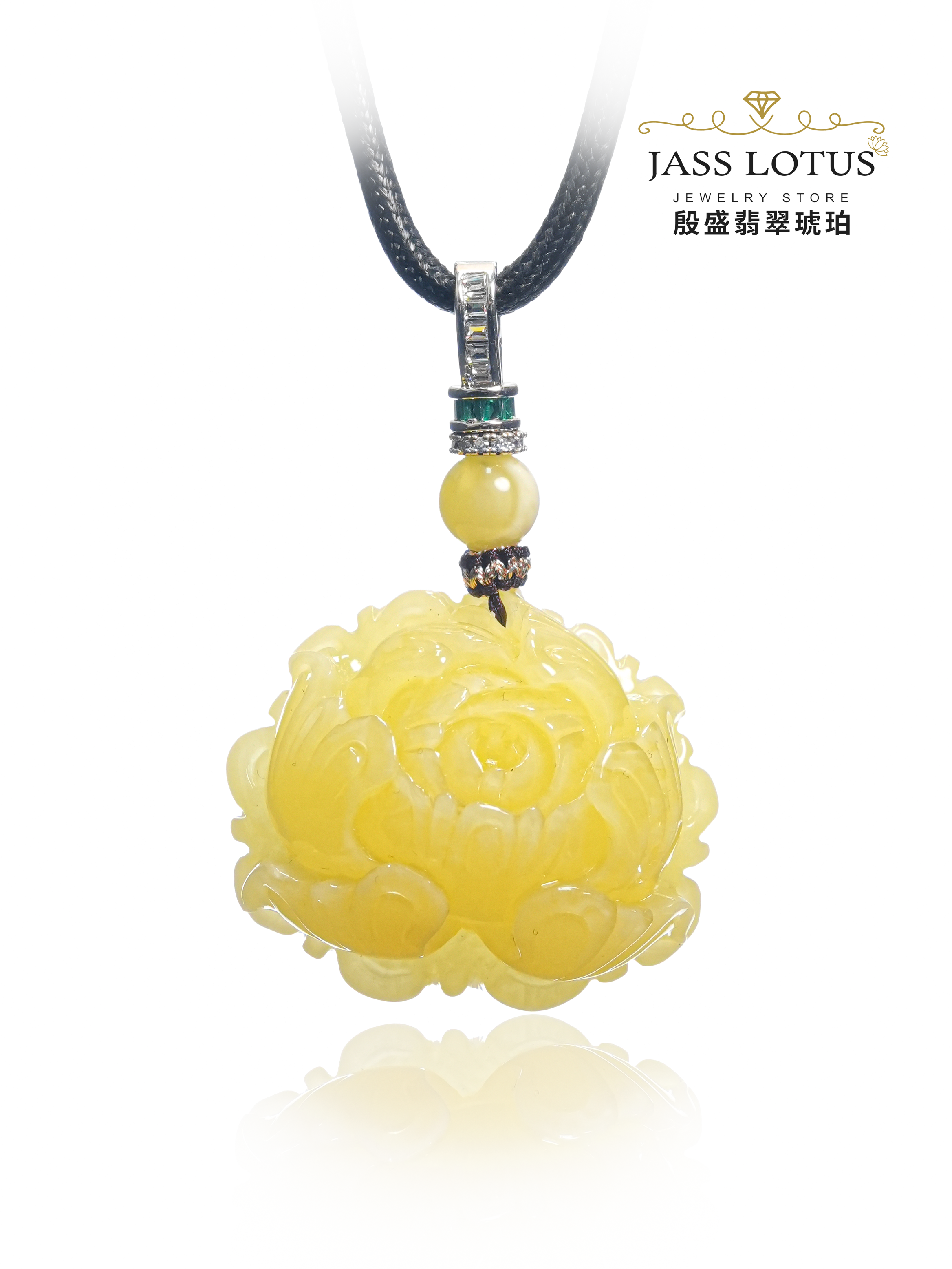 俄羅斯天然蜜蠟雞油黃杜丹花吊墜